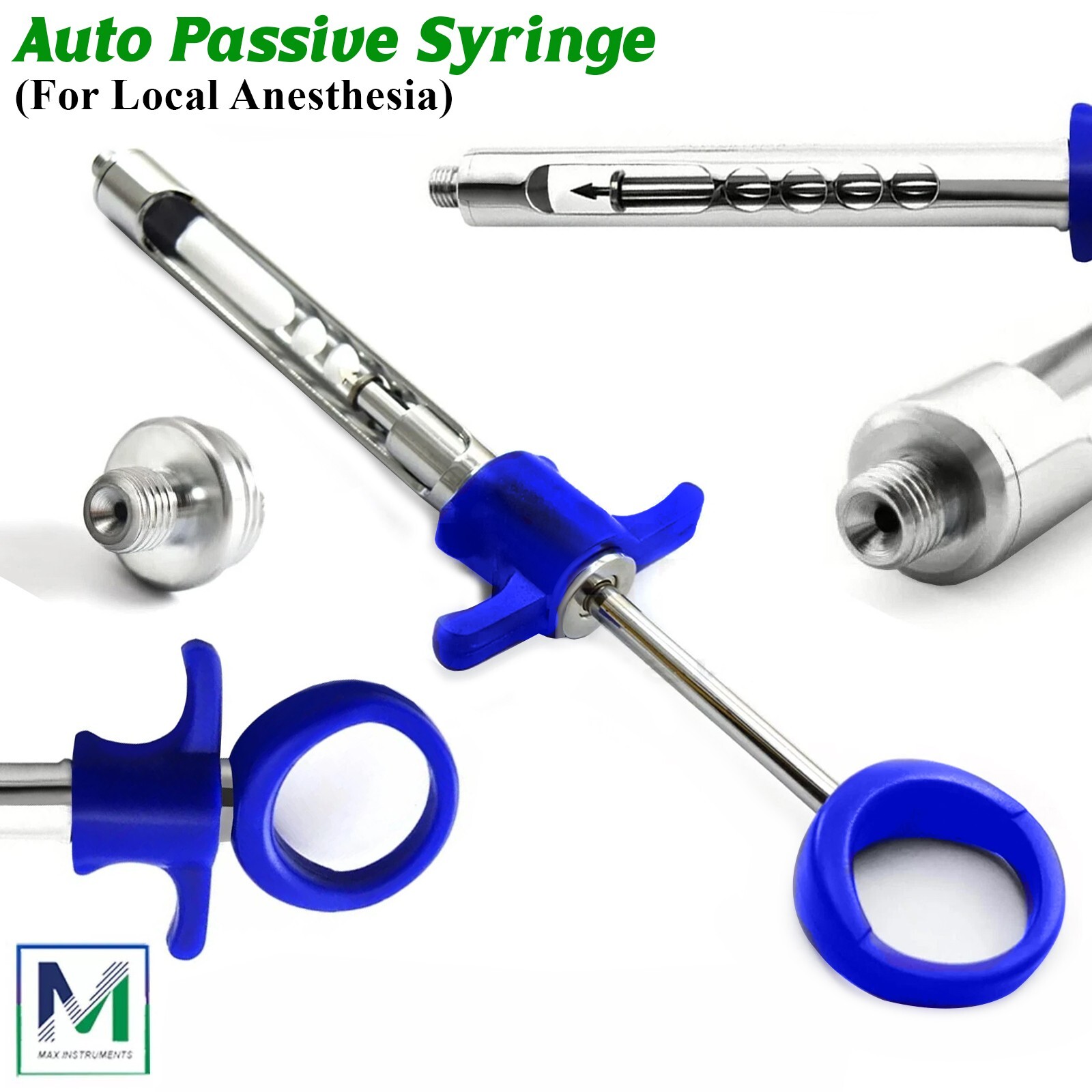 Dental Auto Passive Anesthesia Self Aspirating Syringe Blue 1.8ml with Thread