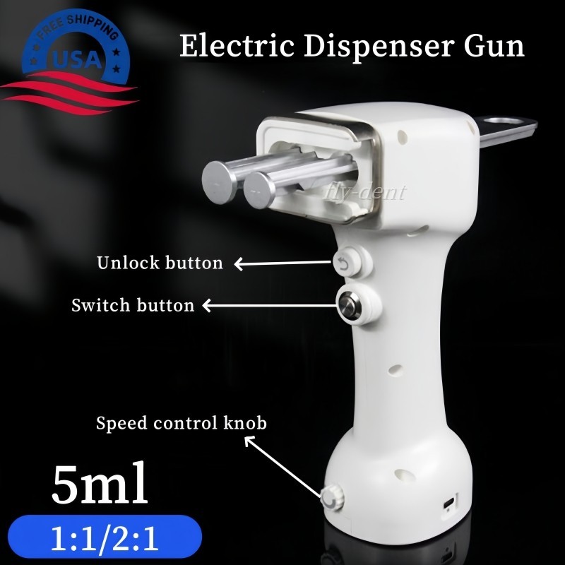 Automatic 5ml Dental Electric Dispensing Gun 1:1/2:1 Impression Mixing Dispenser
