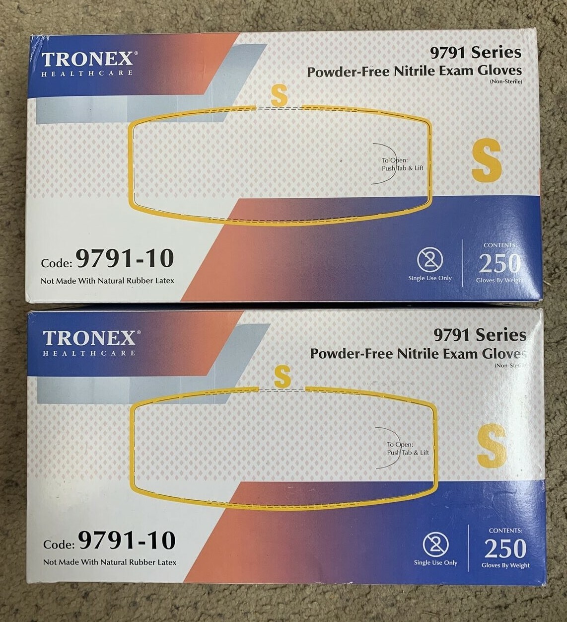 Tronex Nitrile Exam Gloves Powder Free. 2 X 250ct Size SMALL 500 total