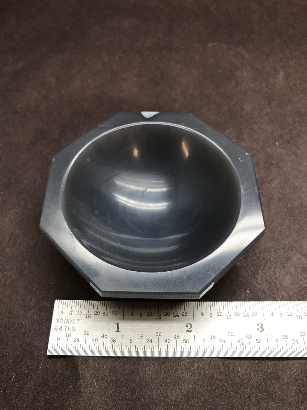 Octagonal Gray Agate Laboratory Mortar 75mm OD x 30mm H 50mm Grinding Area