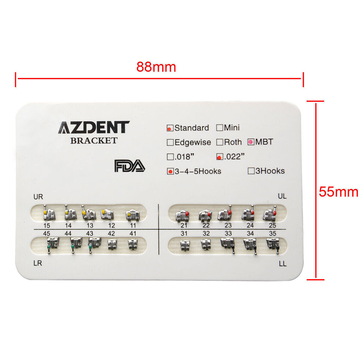 10 Packs Dental Orthodontic Standard/ Min Brackets Roth/MBT/Edgewise With Hooks