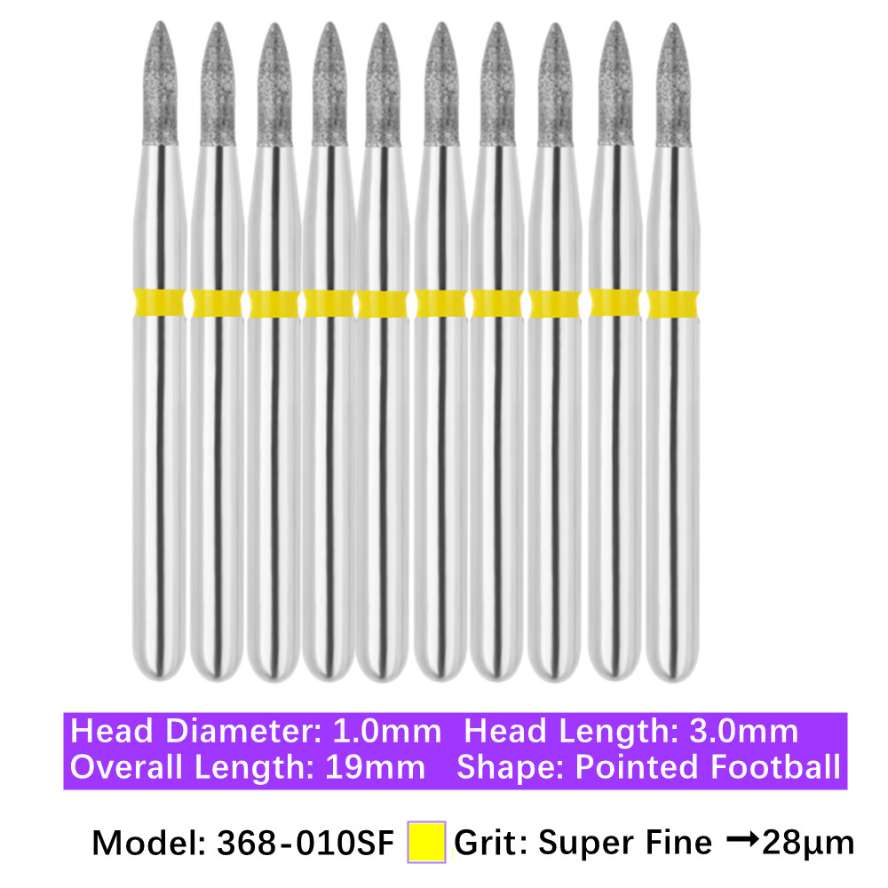 Vakker 10pc/pk Dental FG Diamond Burs Pointed Football Shape Handpiece Bur