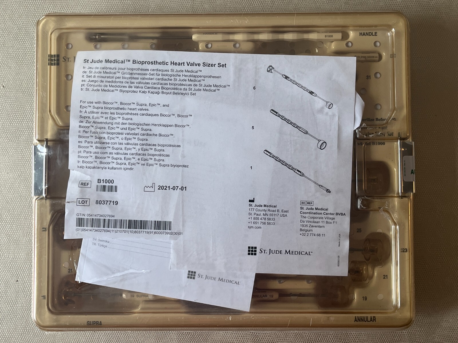 St. Jude Medical Bioprosthetic Heart Valve Sizer Set Model B1000 – New & Sealed