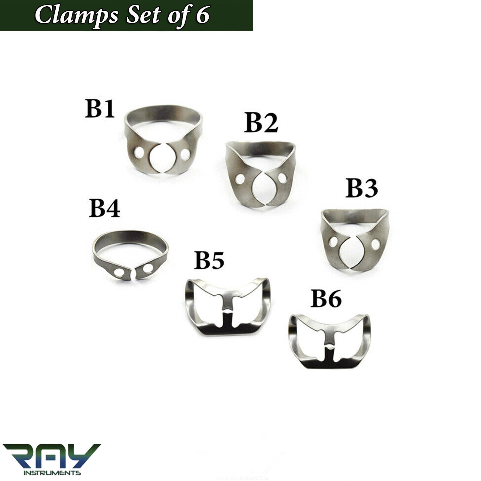 Dental Rubber Dam Basic Kit Light Ivory Clamps Forceps Wingless Clamps B1 to B6