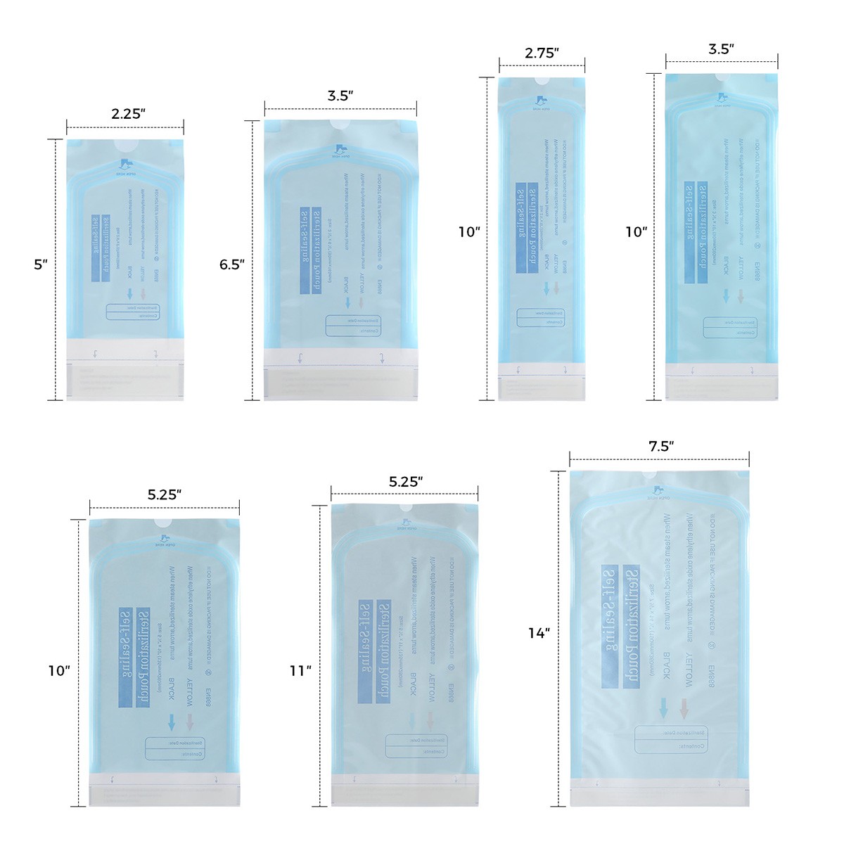 Self Sealing Sterilization Pouches 200pcs/Box for Steam & ETO Dental Tattoo Tool