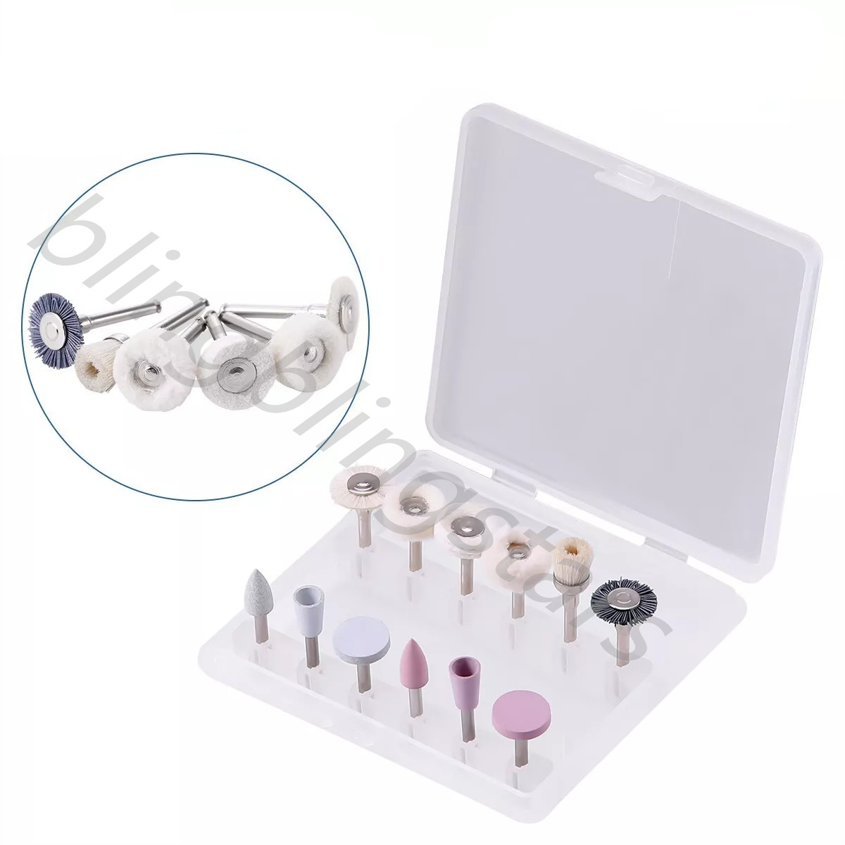 12Pcs/Kit Dental Lab Polishing HP Kit RA 2.35mm Polisher Resin Brushes Handpiece