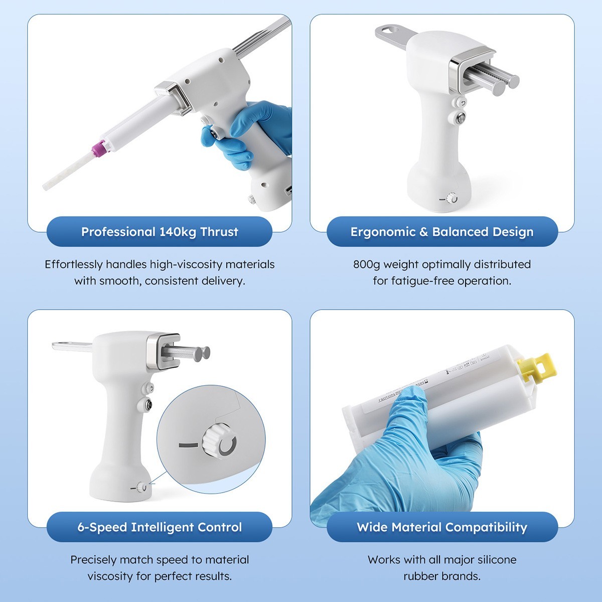 Dental Portable Electric Impression Mixing Dispenser Dispensing Gun 50ml 1:1/2:1