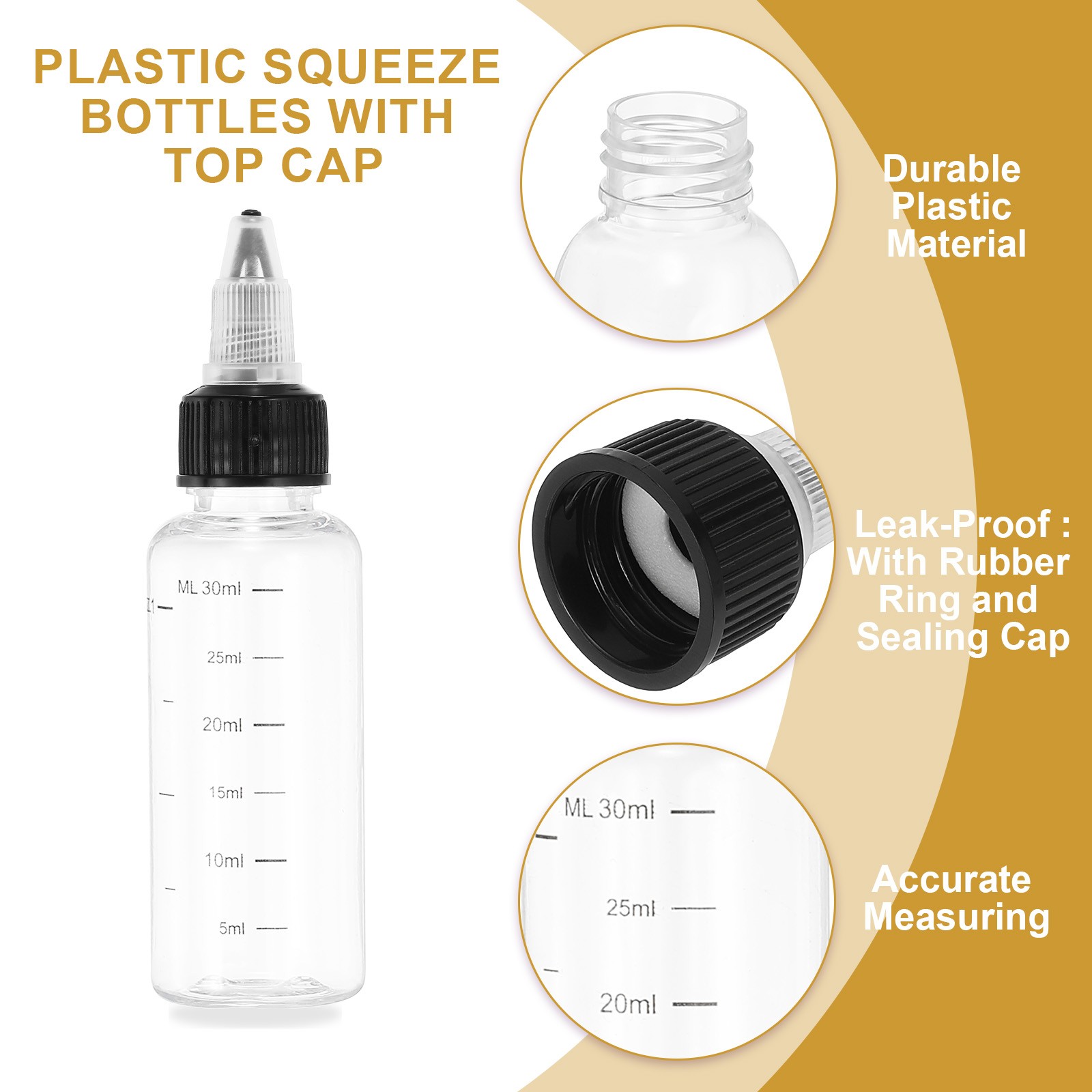 4PCS 30ml/1OZ Plastic Squeeze Bottles Dispensing Bottle, Transparent
