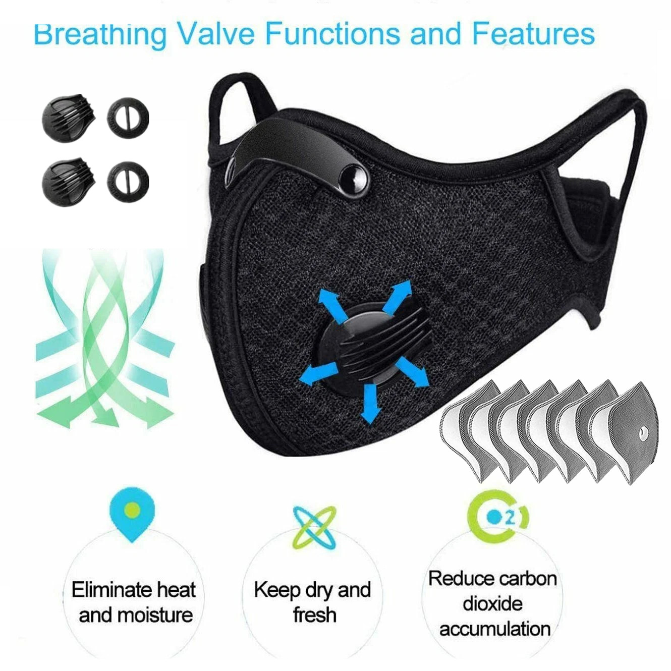 Washable Anti Pollution Facepiece Half Face Cover Respirator Mask With Filters