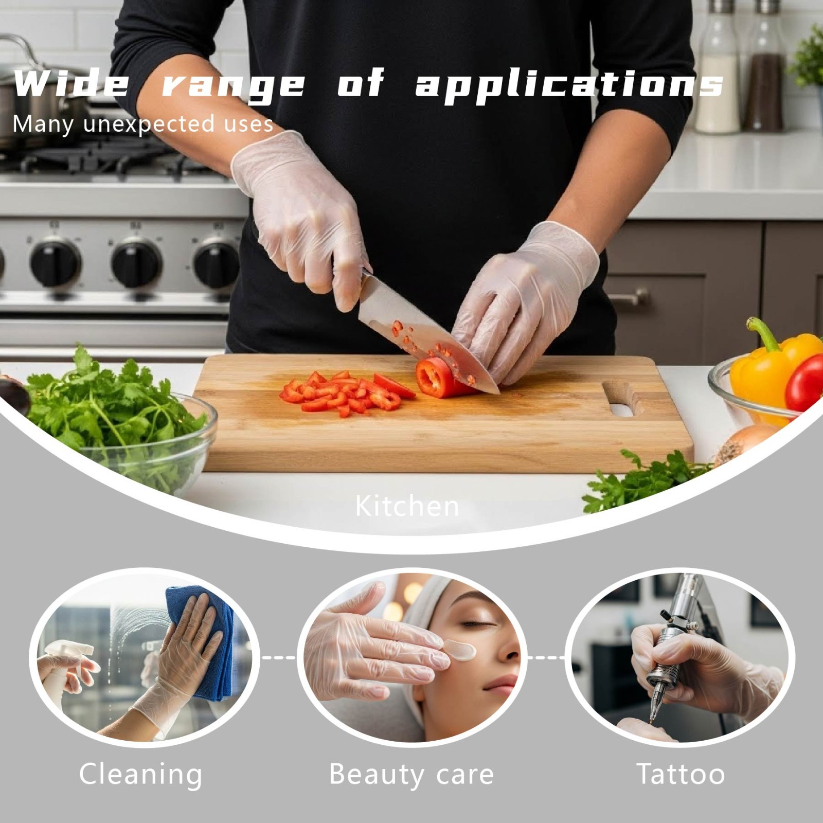 200 Pcs TPE Disposable Gloves Stretchy Food Prep Handling BPA Latex Free Size L