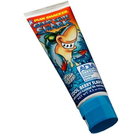Plak Smacker Great White Shark Fluoride Gel, Berry, 4.2 oz. Toothpaste, 12/Pk