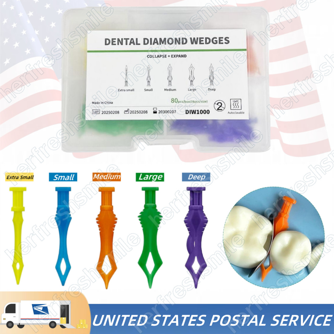 Dental Diamond Wedges Marginal Seal Wedge Flexible Collapse Expand 80Pcs USA