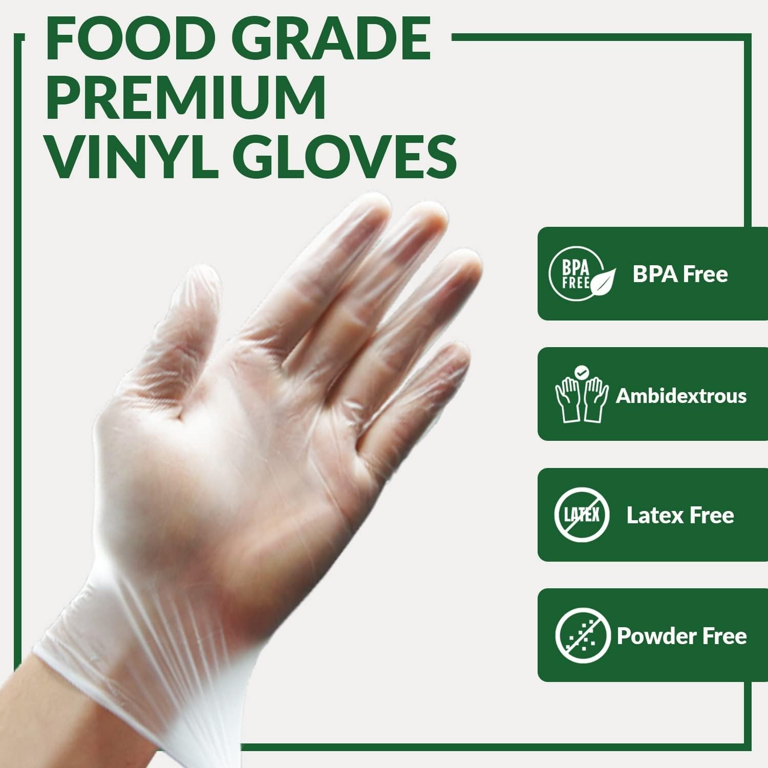 Heavy Duty Disposable Vinyl Gloves – Latex & Powder Free, Food Safe – 100 Count
