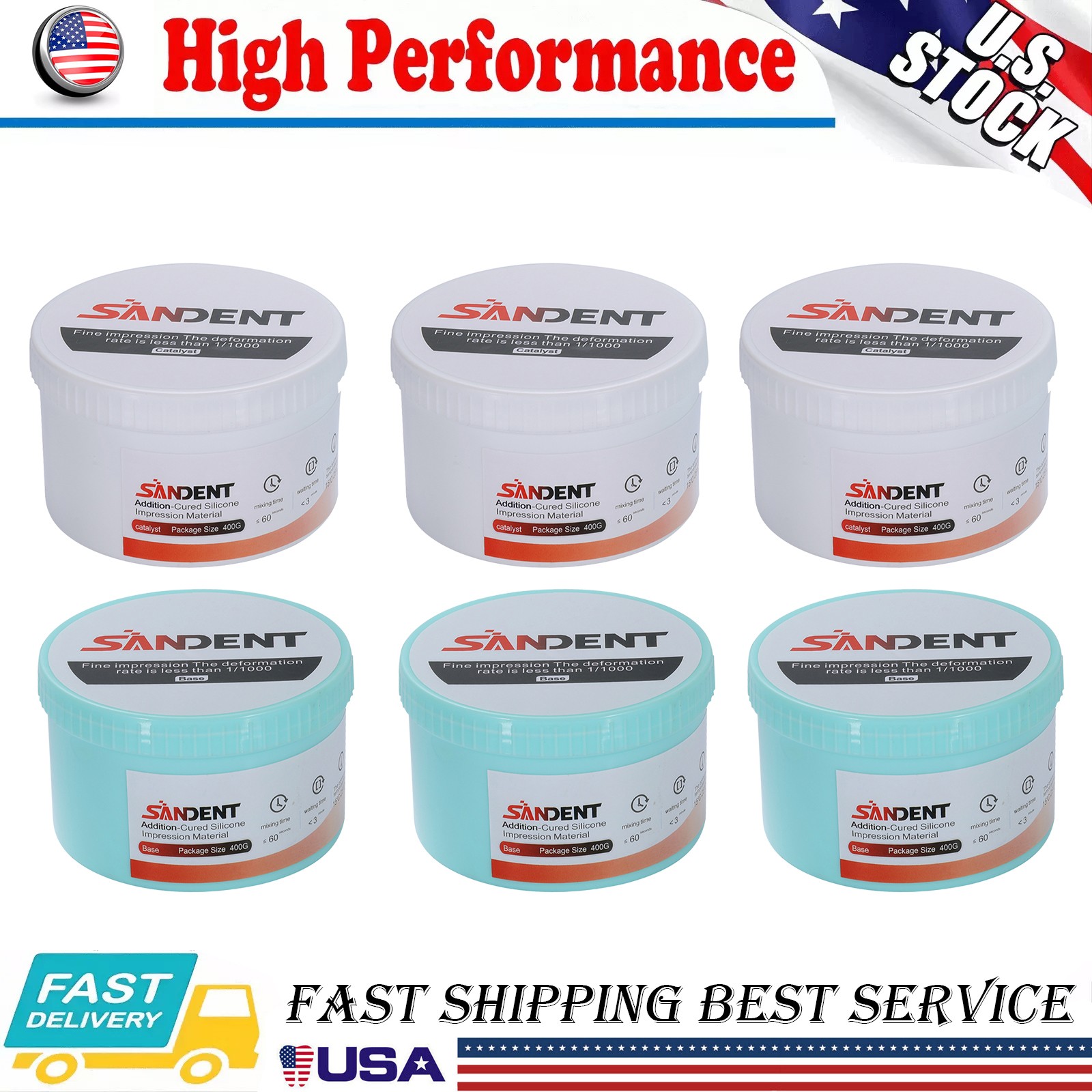 1-5 Sets SANDENT Dental Silicone Rubber Impression Material Putty Soft PVS VPS