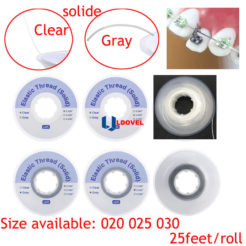 25feet/Roll 020 025 030 Gray Solid Elastic Thread Dental Ortho Clear Powerful