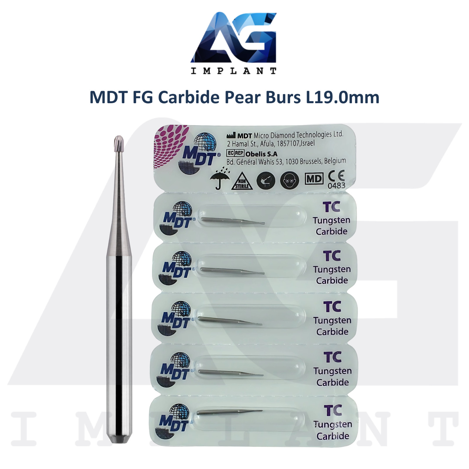 Dental MDT Pear FG Carbide Burs L19.0mm Cavity Prep Shaping Tooth Structures