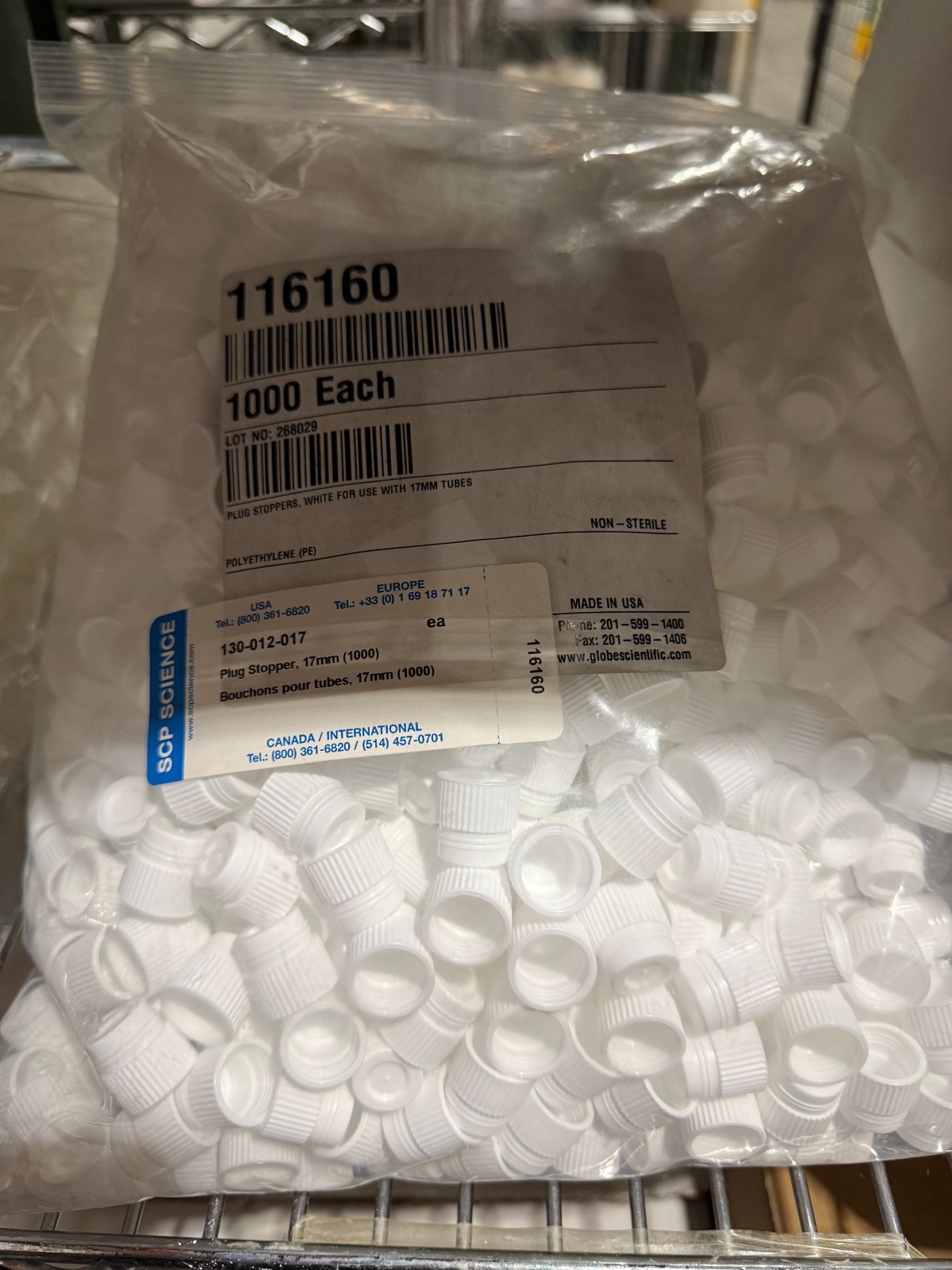 SCP Science Plug Stoppers 17mL # 130-012-017 – Bulk Lot of 2 Bags (2,000 Pcs)