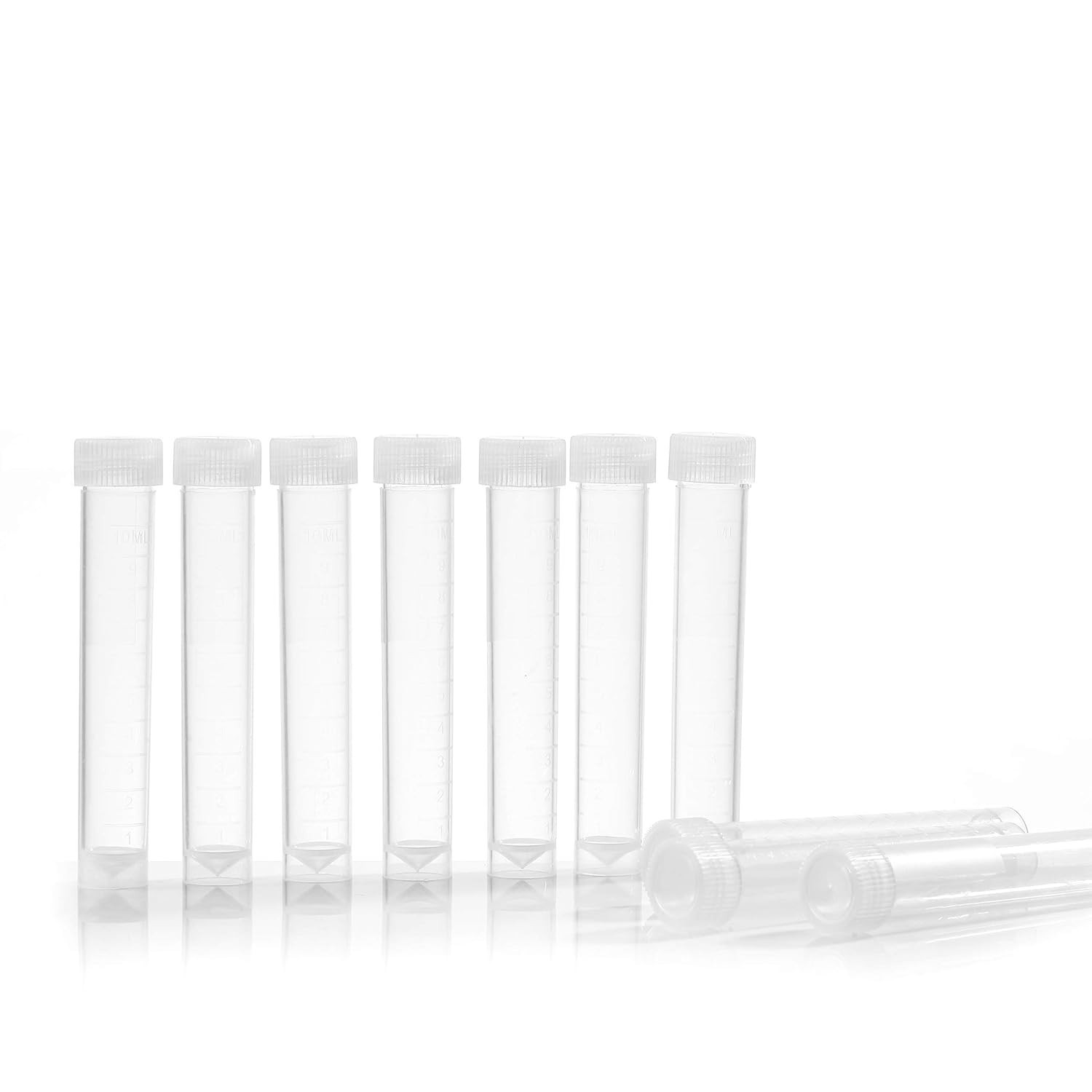 10pcs 10ml High-Quality Lab Tubes Vials with Sealing Caps – Durable & Clear