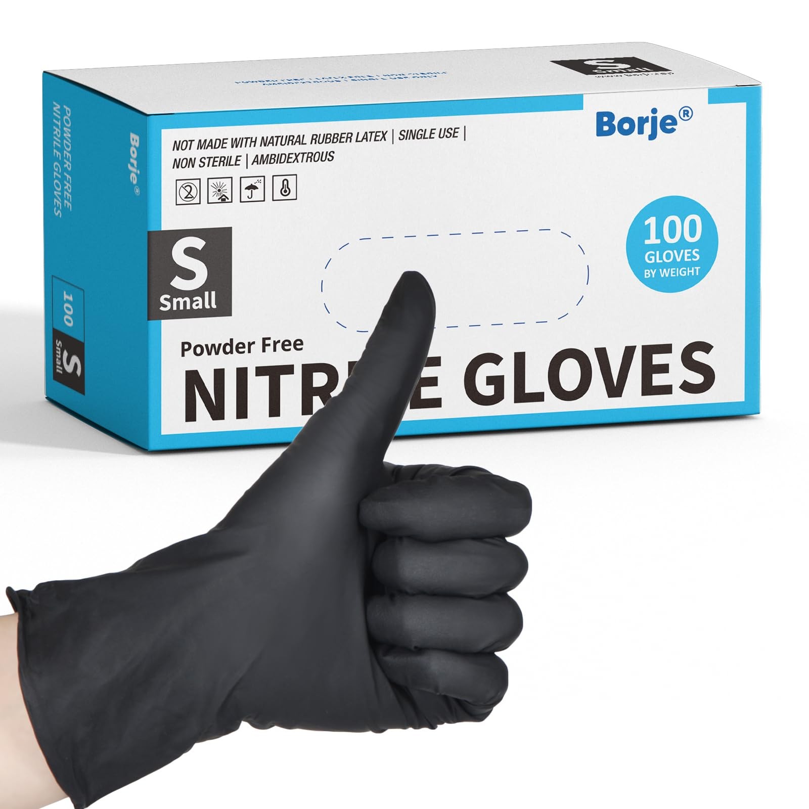 100 Pack Black Nitrile Gloves Powder Free Latex Disposable Medical Food Safe