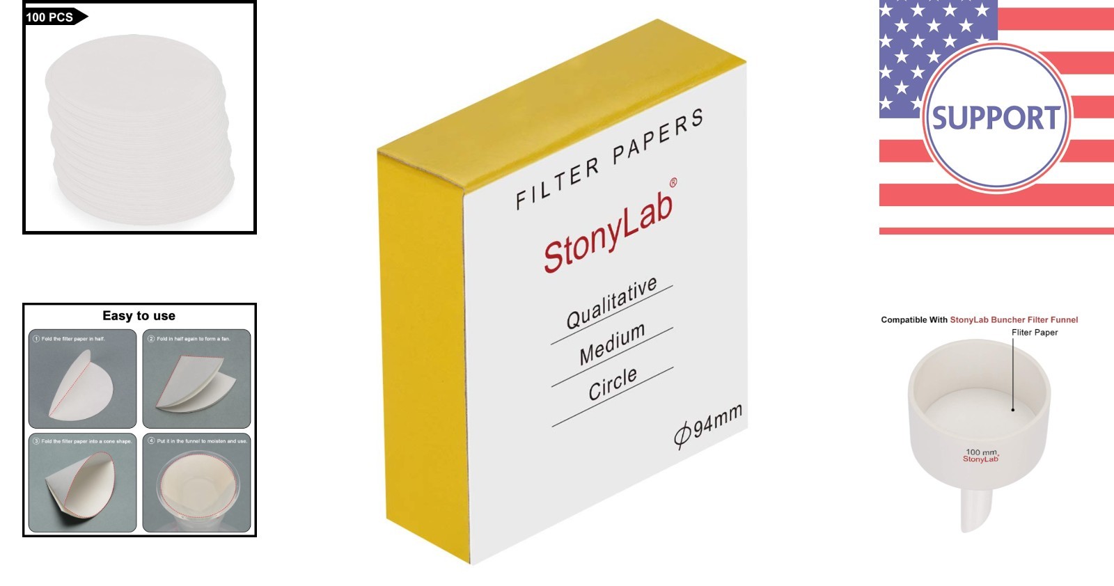 94mm Cellulose Filter Paper Circles – 20 Micron Retention, Pack of 100 Sheets