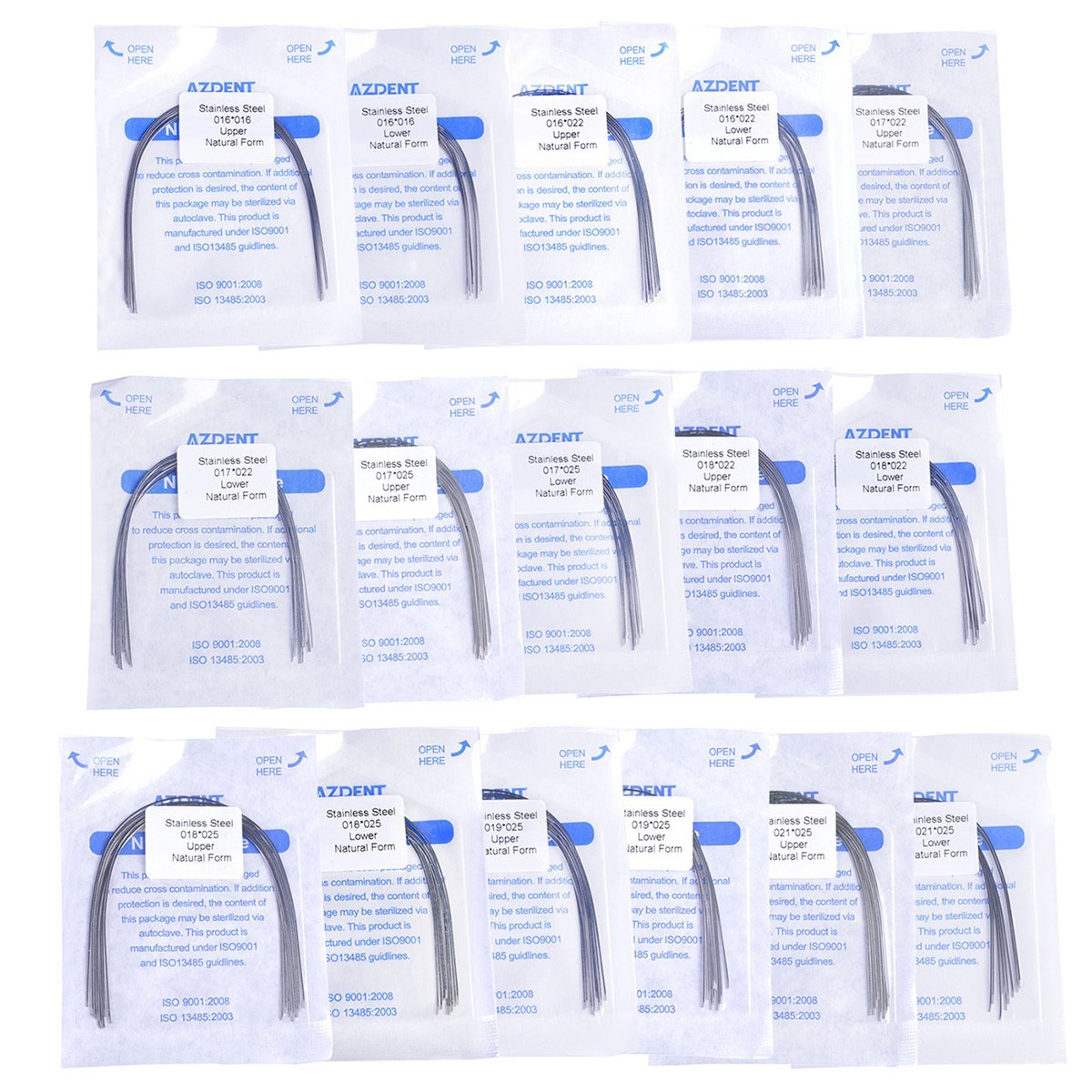 10 Packs AZDENT Dental Orthodontic Arch Wires Stainless Steel /Niti Rectangular
