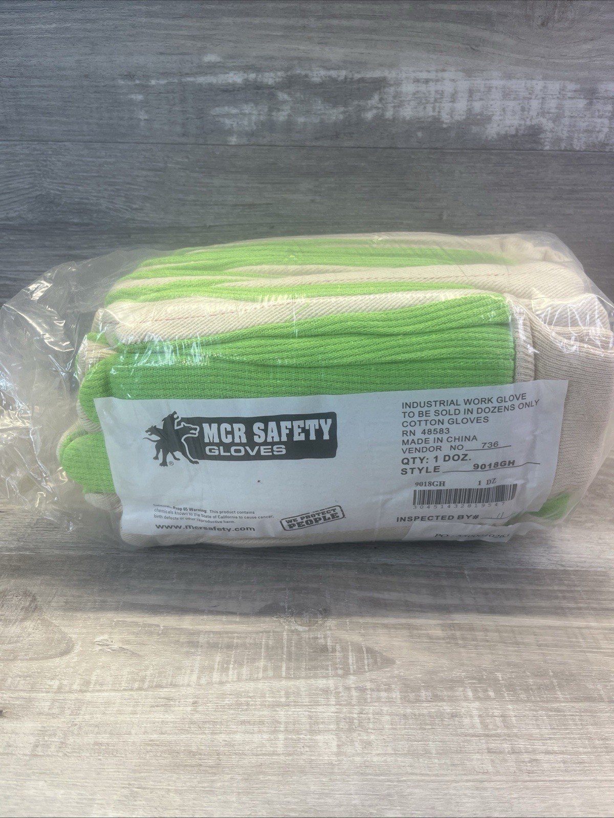 MCR Safety 12 Pack Work Gloves Cotton Canvas Green White Garden Gloves