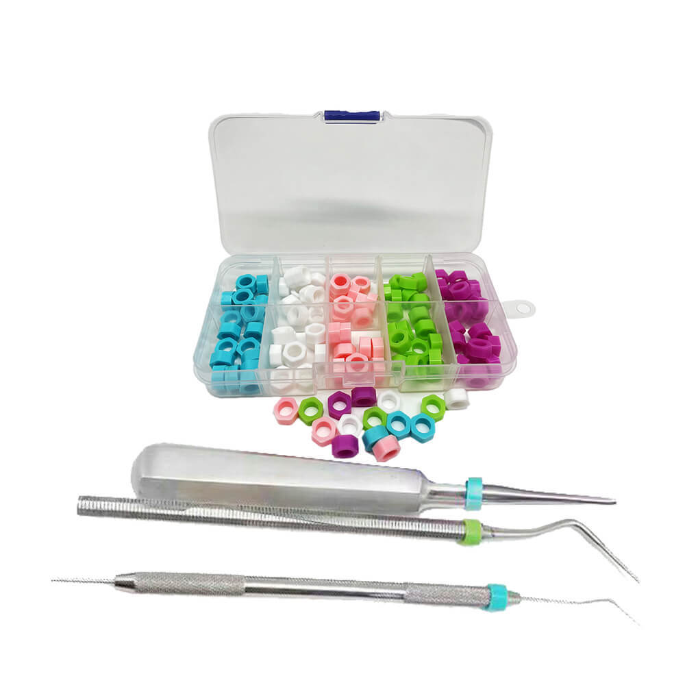 1 Box 100Pcs Dental Instrument Code Ring Plain Large Size Mixed Color