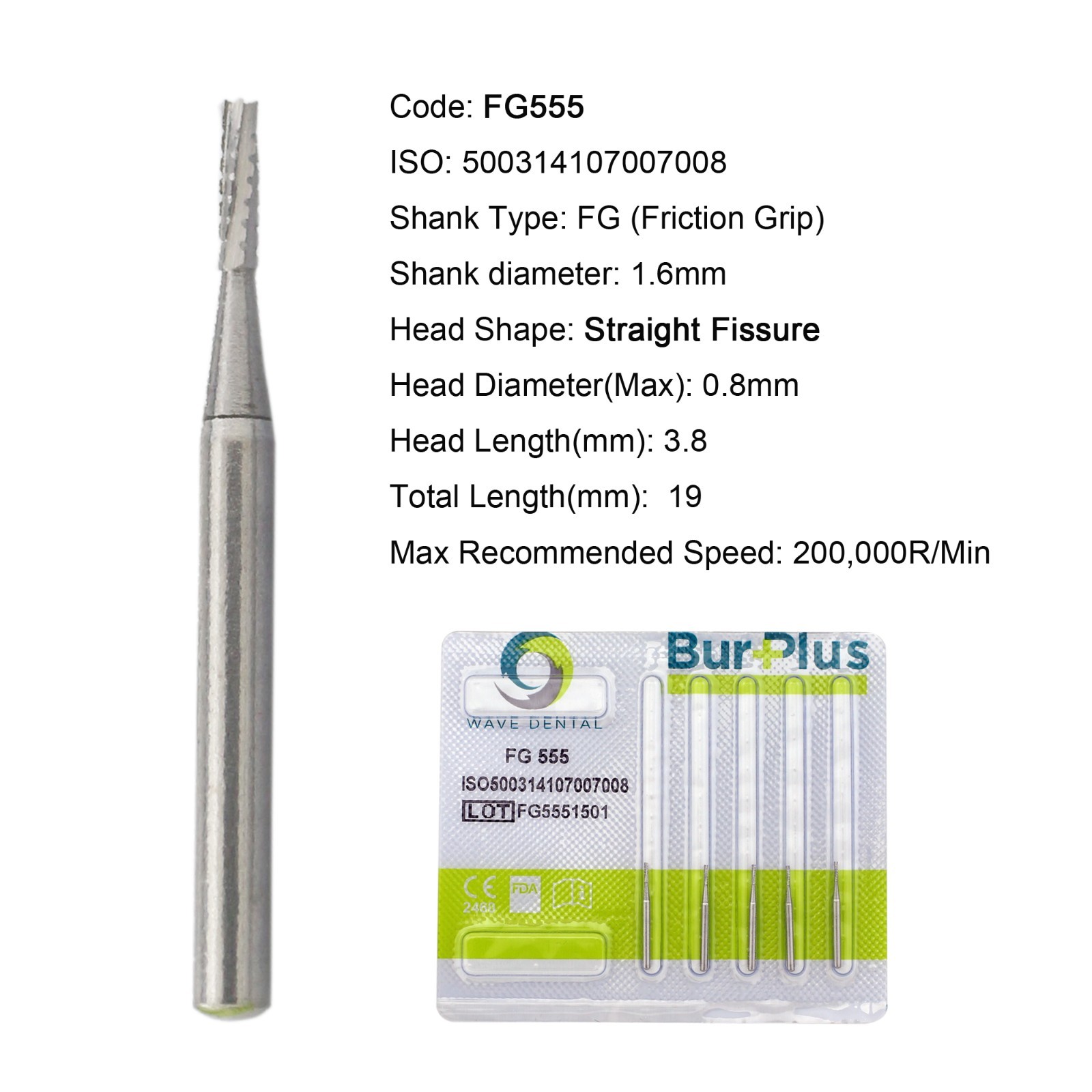 Wave Dental Carbide Burs FG 19mm Surgical 25mm FG SURG 557 557L Friction Grip