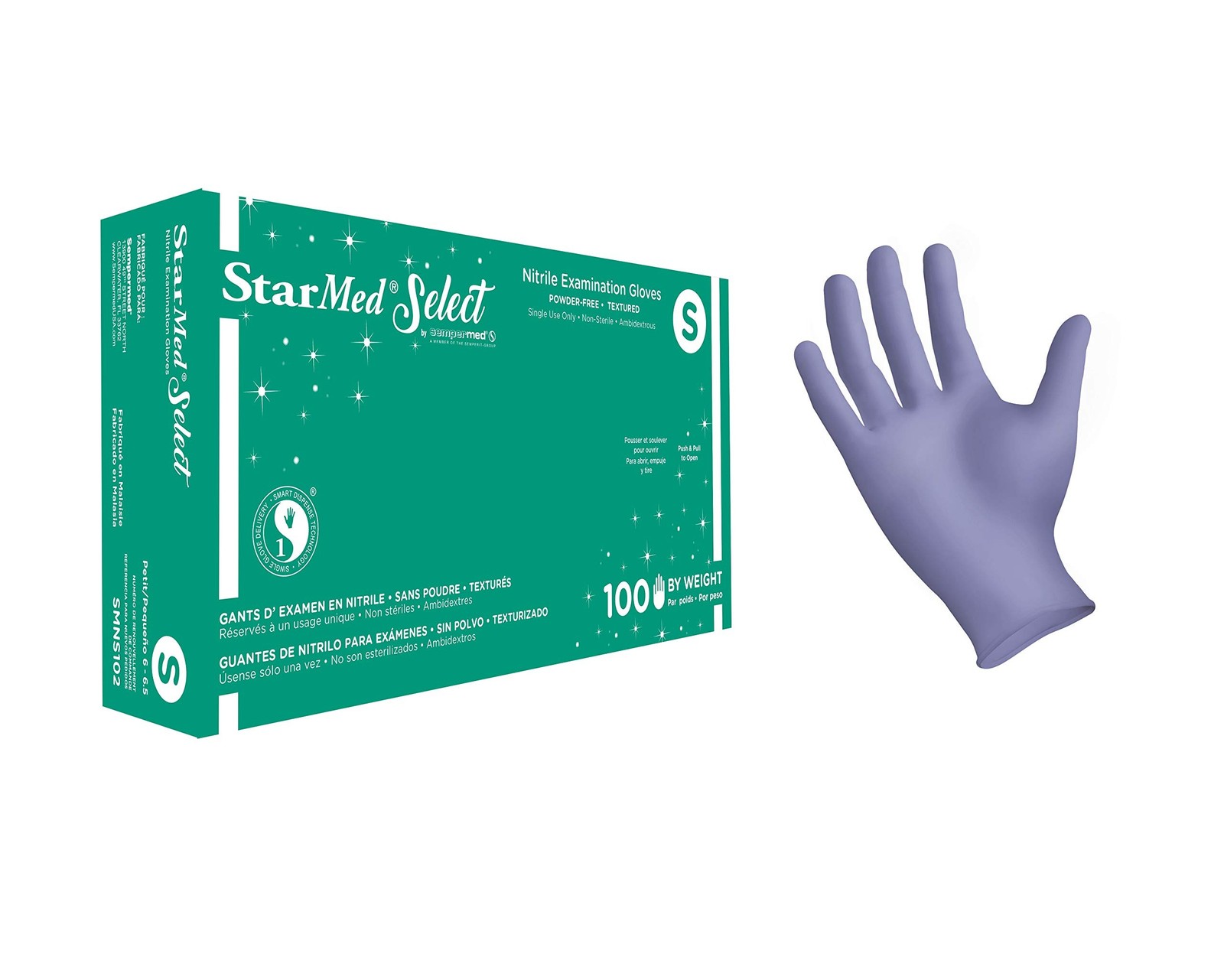 Sempermed StarMed Select Nitrile Examination Gloves, Small, 100 gloves/box