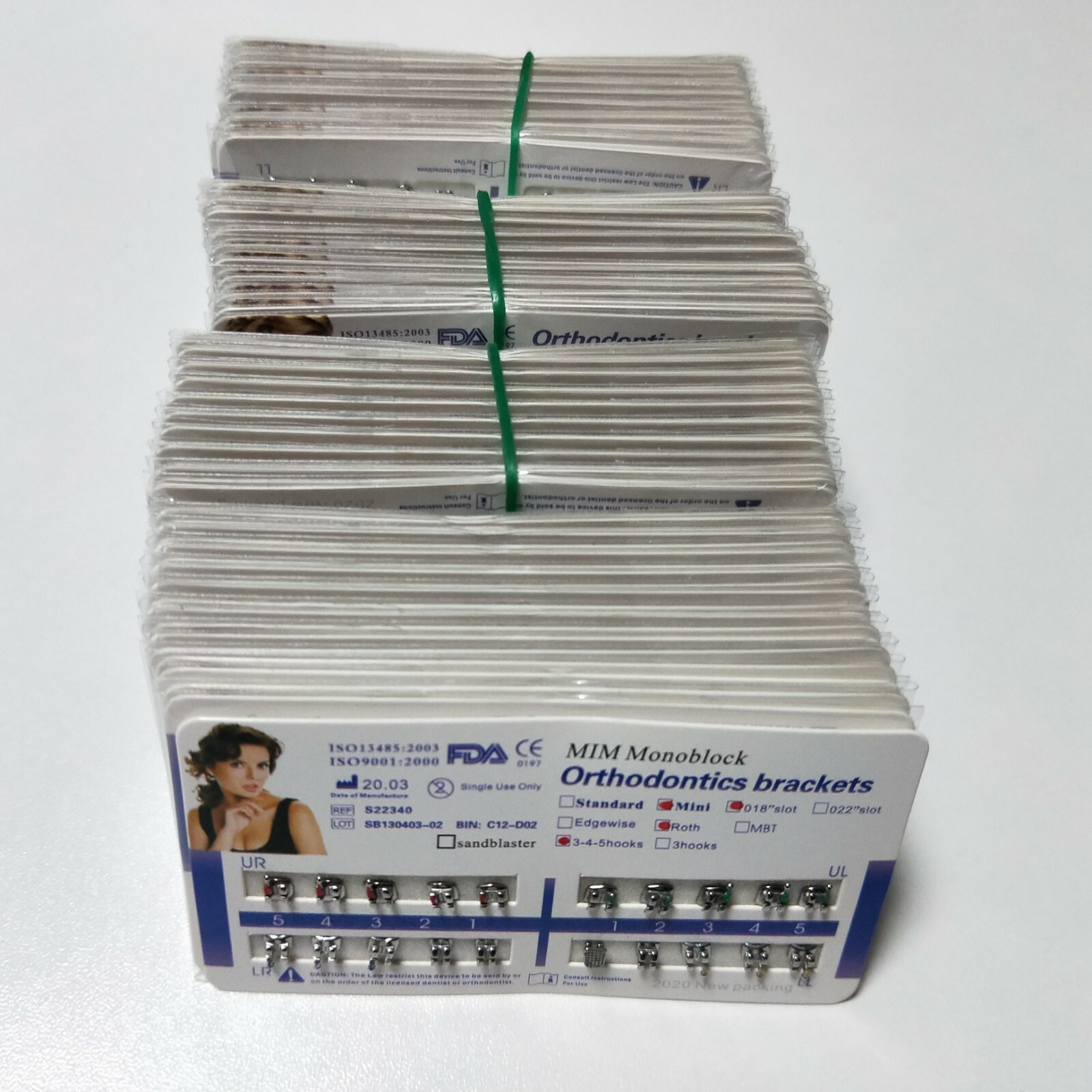 100 Sets Dental Metal Brackets Braces Mini Roth 018 Slot 345 Hooks MIM Monoblock