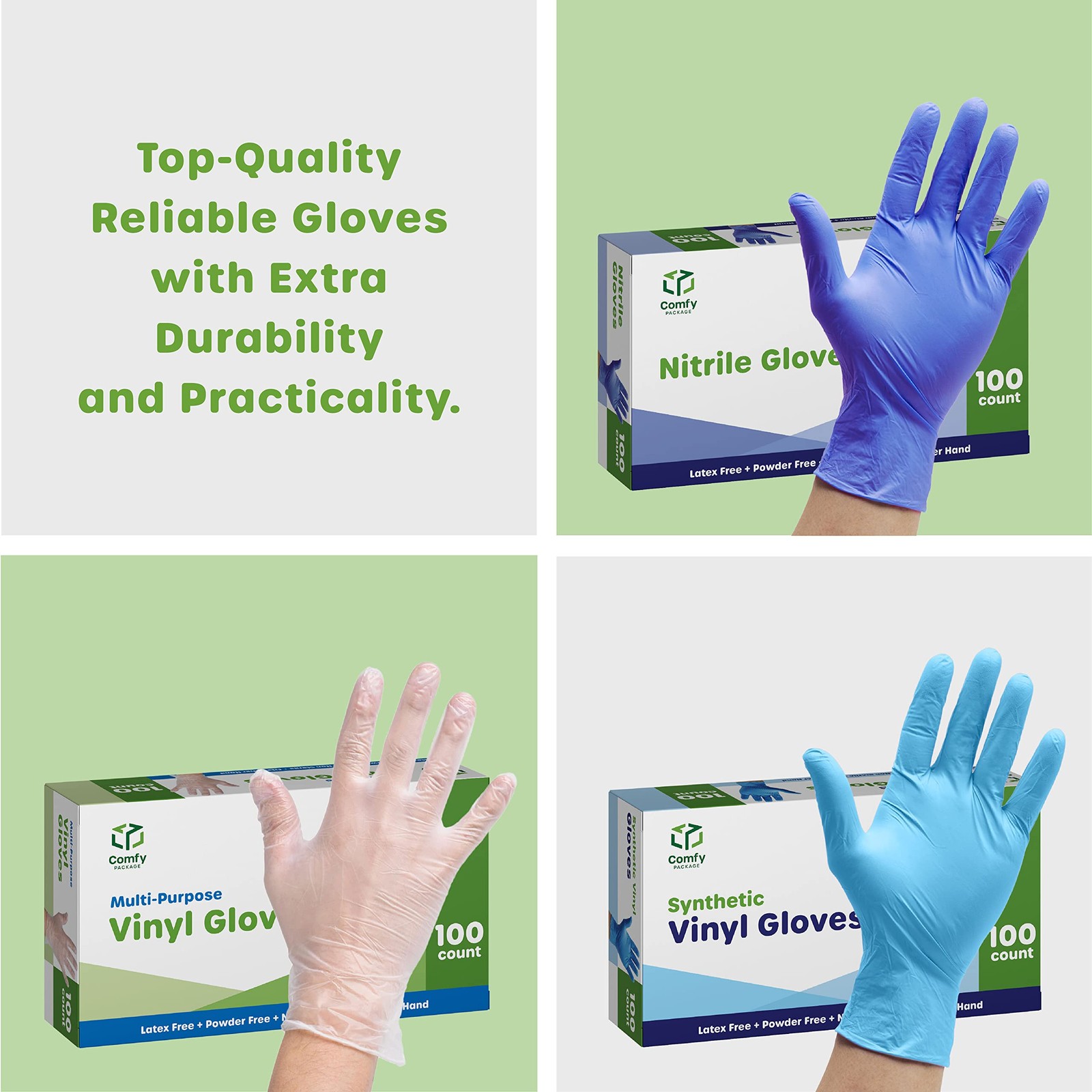 Comfy Package Black Nitrile Gloves 200 Count 6 Mil Heavy Duty Disposable Gloves
