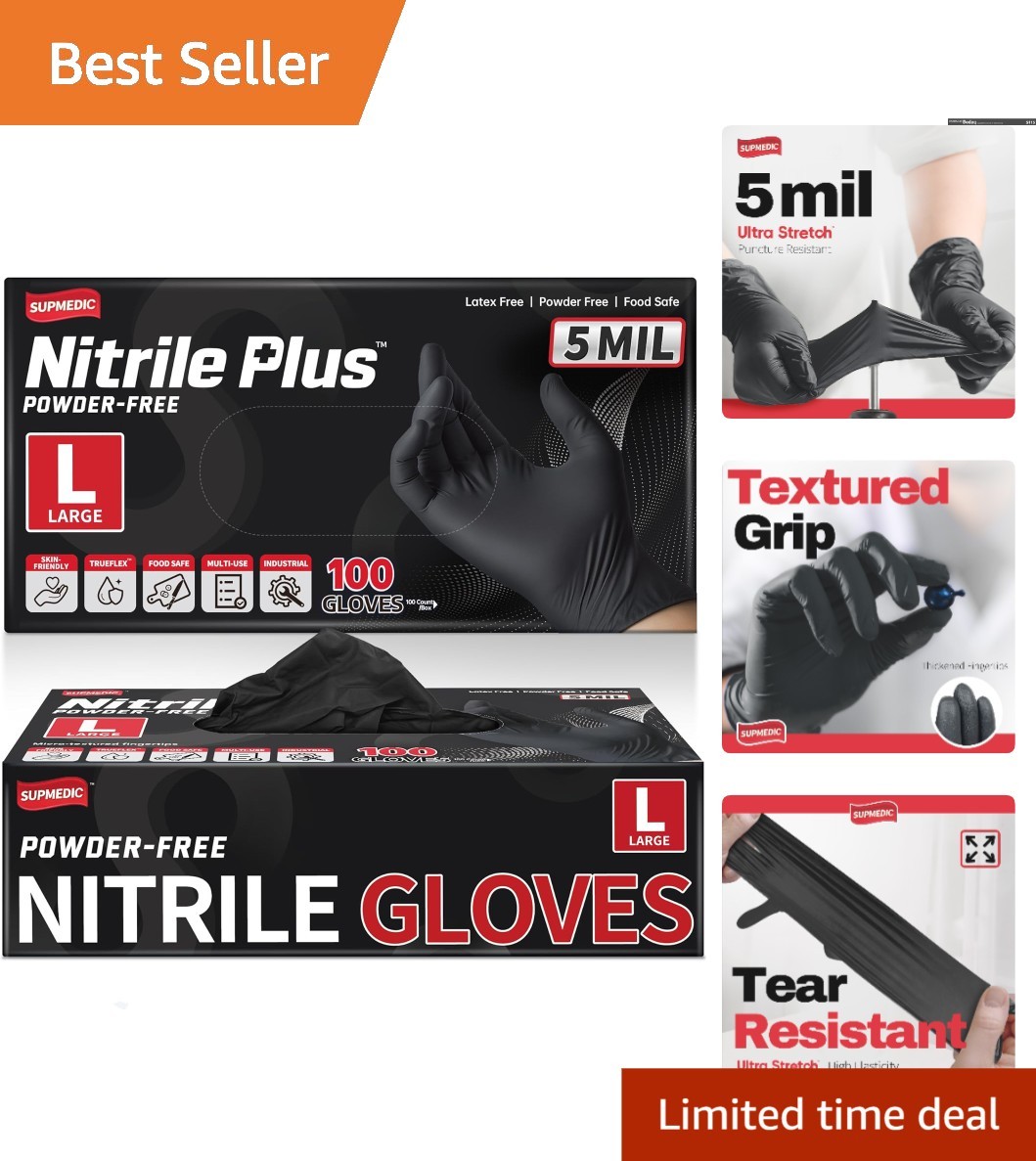 100 Pack Nitrile Gloves – 5 Mil, Latex-Free & Chemical Resistant for All Tasks