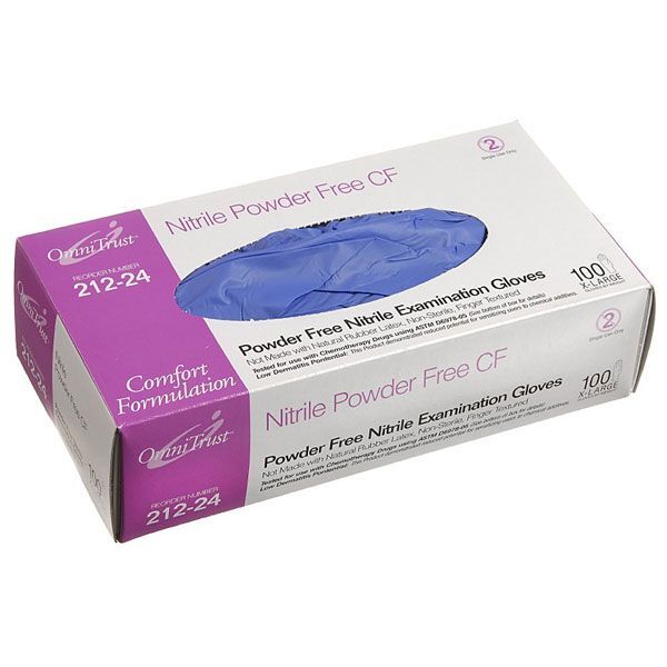 OmniTrust Nitrile Exam Gloves – X-Large 100/Box. Powder Free, Comfortable