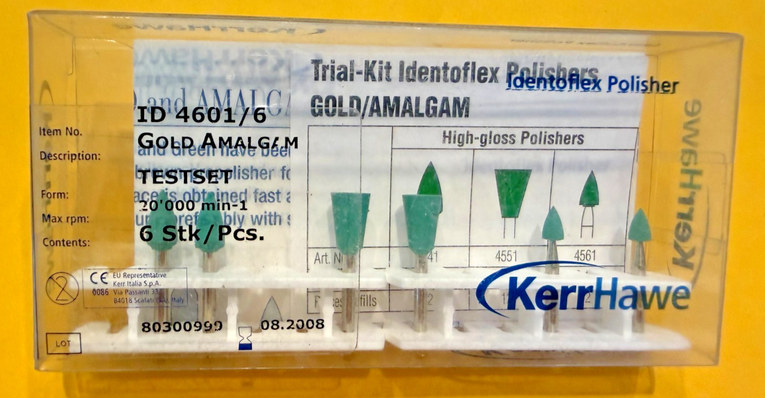 KERR GOLD AMALGAM HIGH-GLOSS POLISHERS RA 6 UNITS assorted