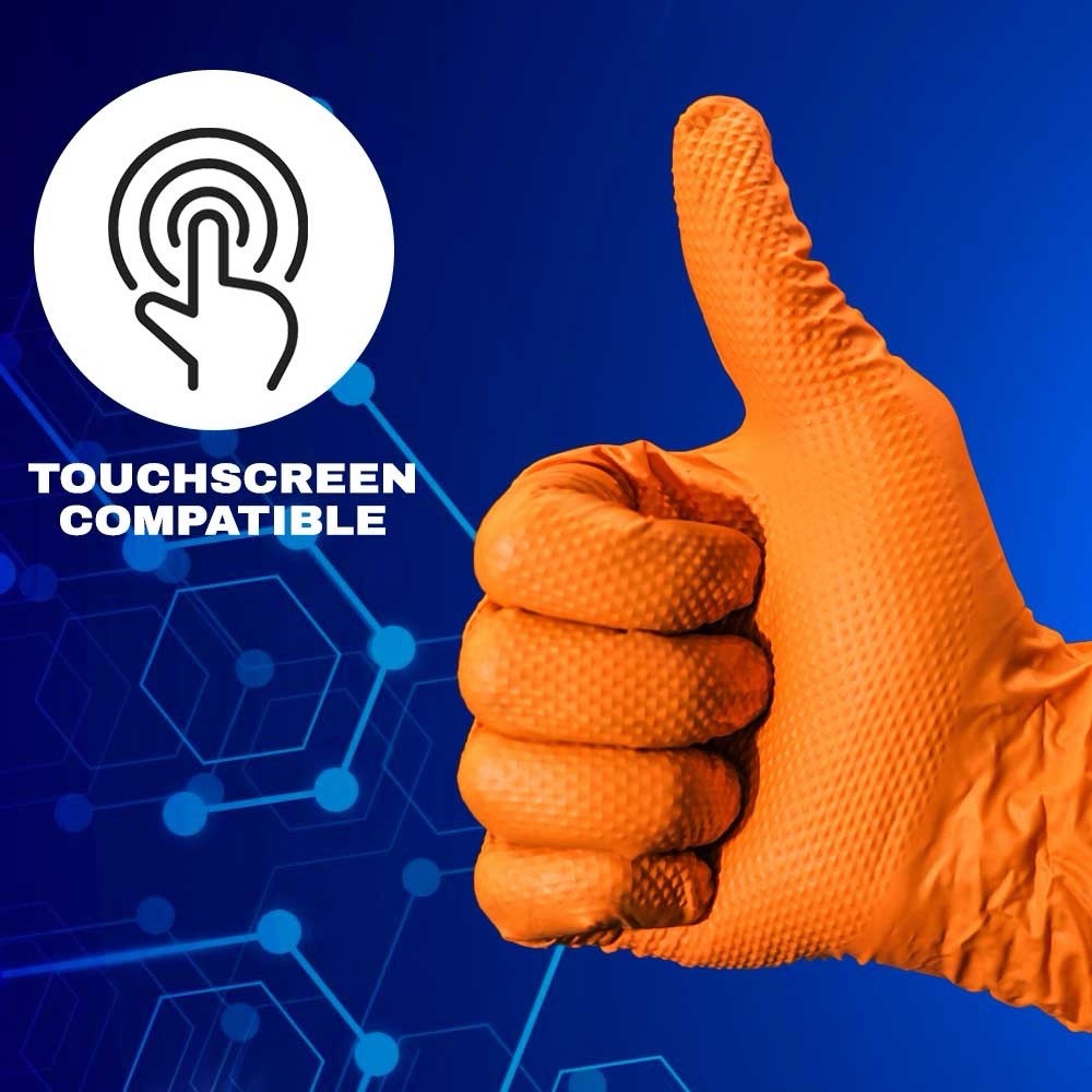 Sunline Orange Nitrile Gloves (8mil) Food Safe High Quality. (M)