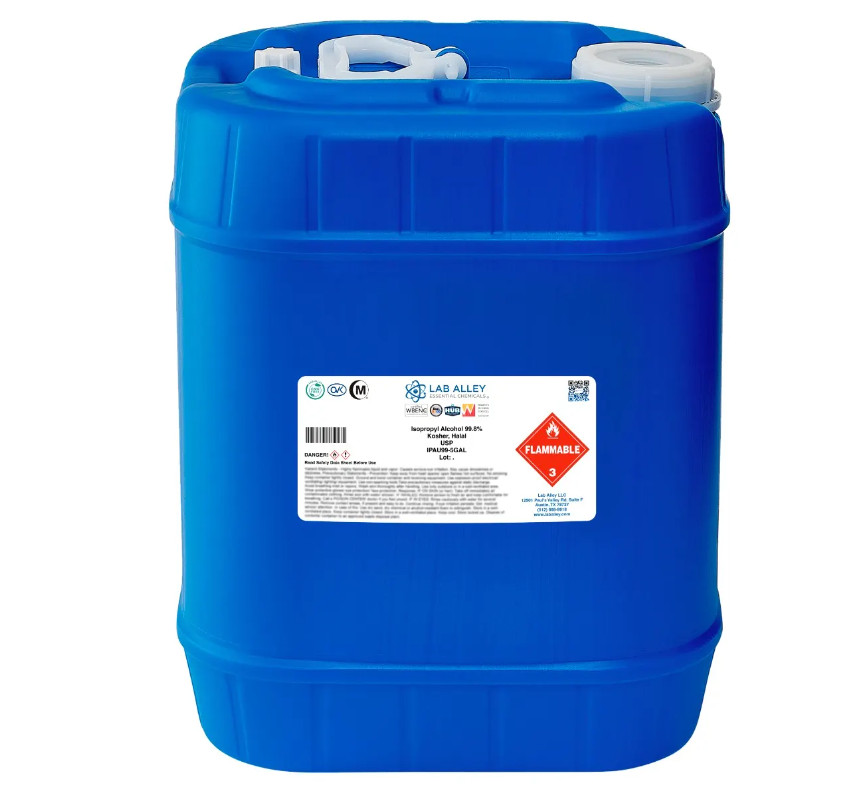 Lab Alley Isopropyl Alcohol 99.8% USP Grade, Kosher, Halal – 5GAL !!