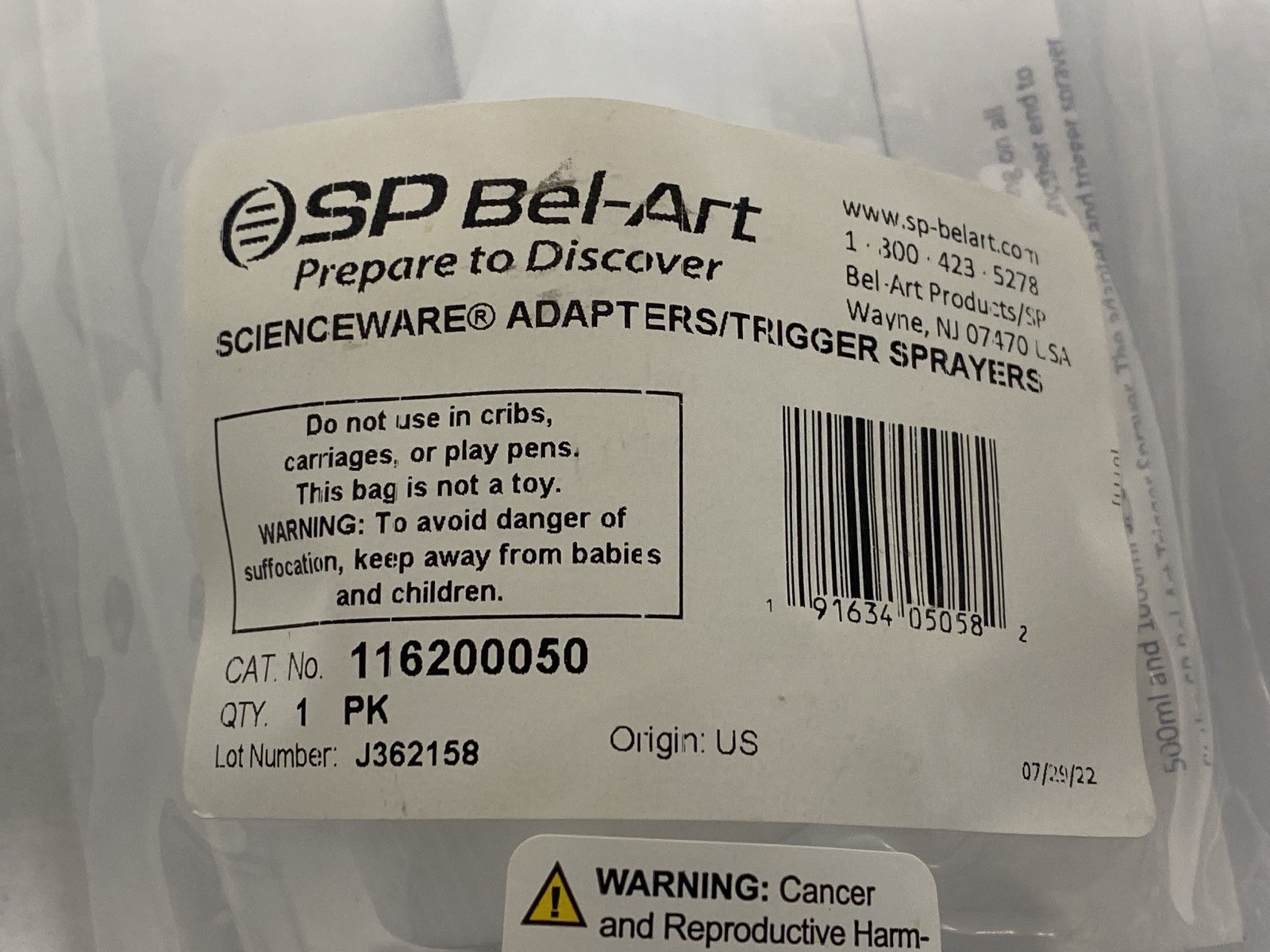 (20/Cs) SP BEL-ART Polypropylene Trigger Sprayers w/ 53mm Adapters 116200050