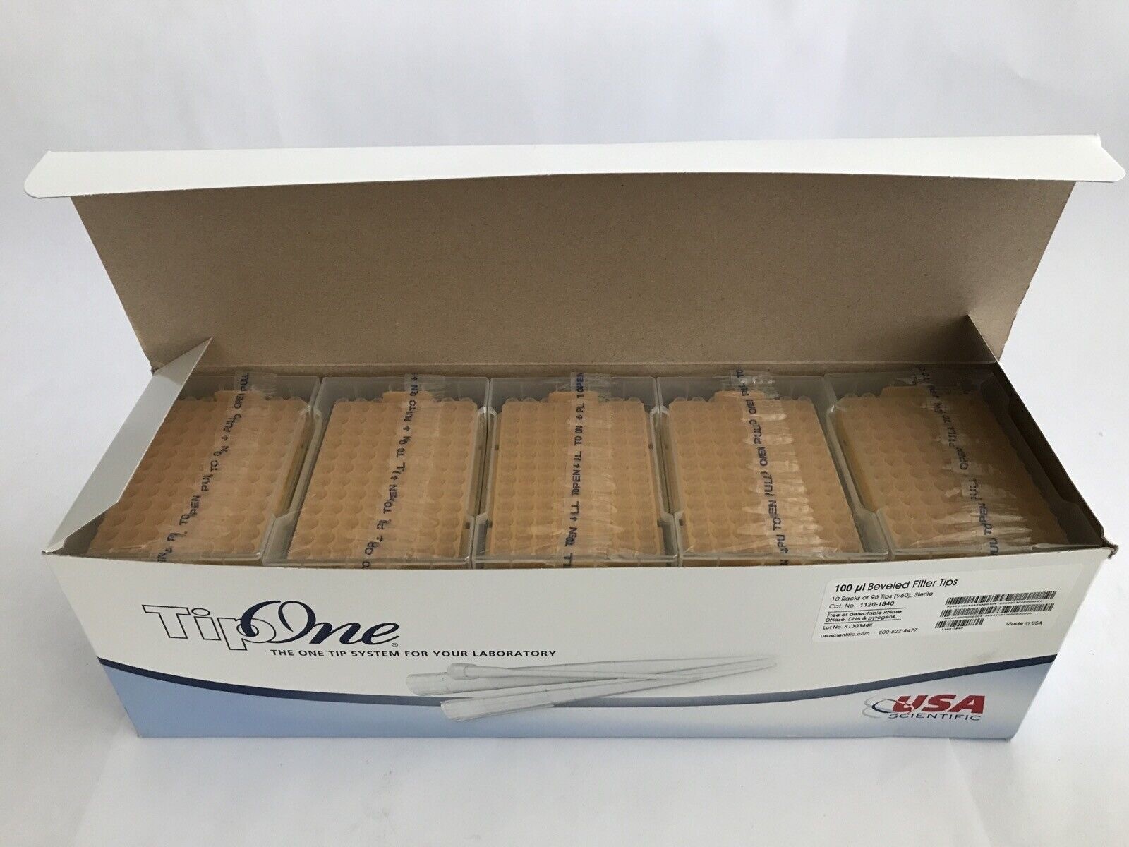 (960) USA TipOne 100uL Beveled Filter Pipette Tip Refills 96×10 1120-1840
