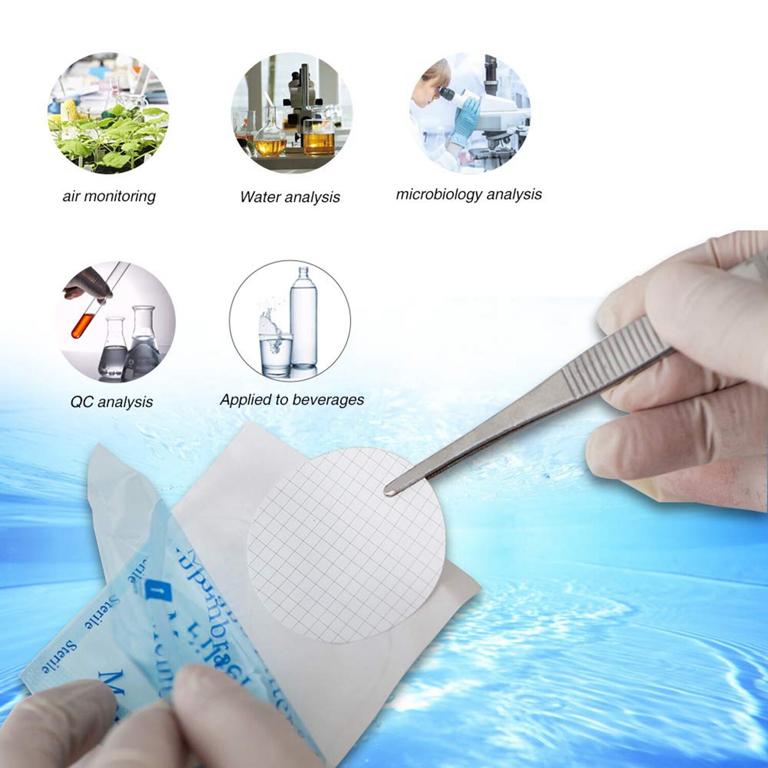 1000PCS MCE Gridded Membrane Filter 0.45 µm 47mm Environmental Express Filter US