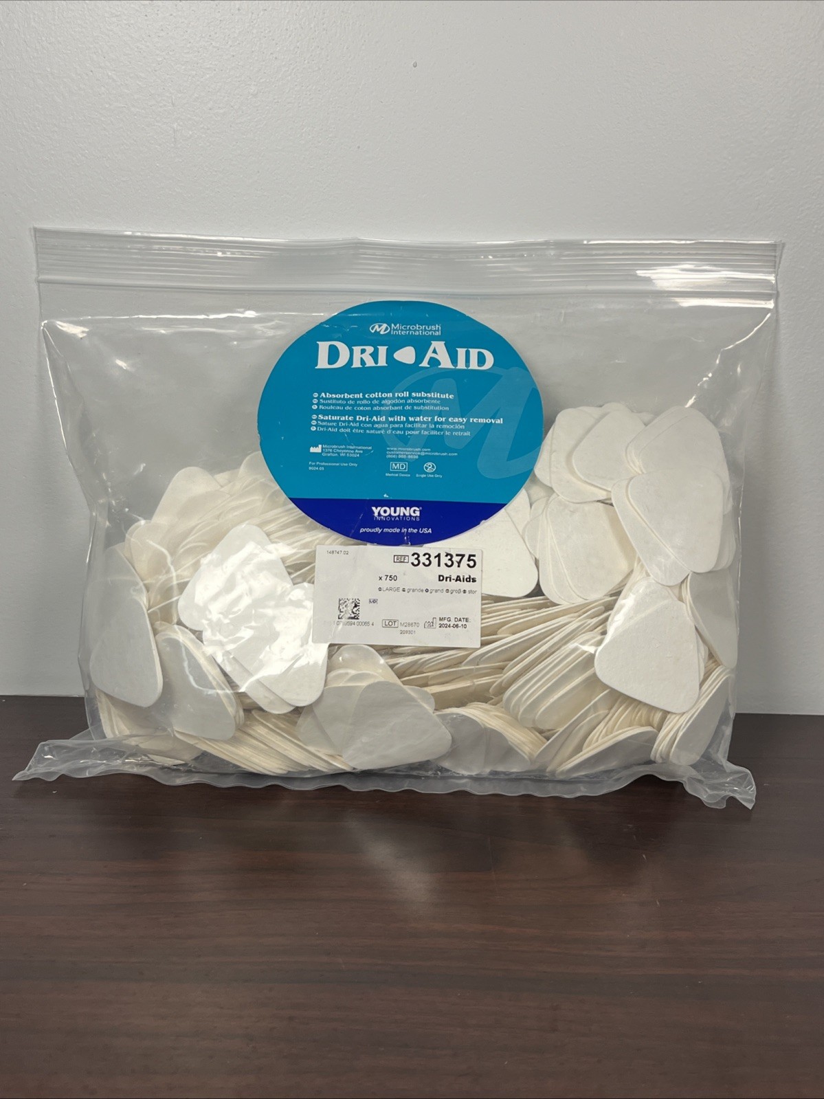 331375 Dri-Aids Absorbent Cotton Roll Substitute White Large 750/Bx Microbrush