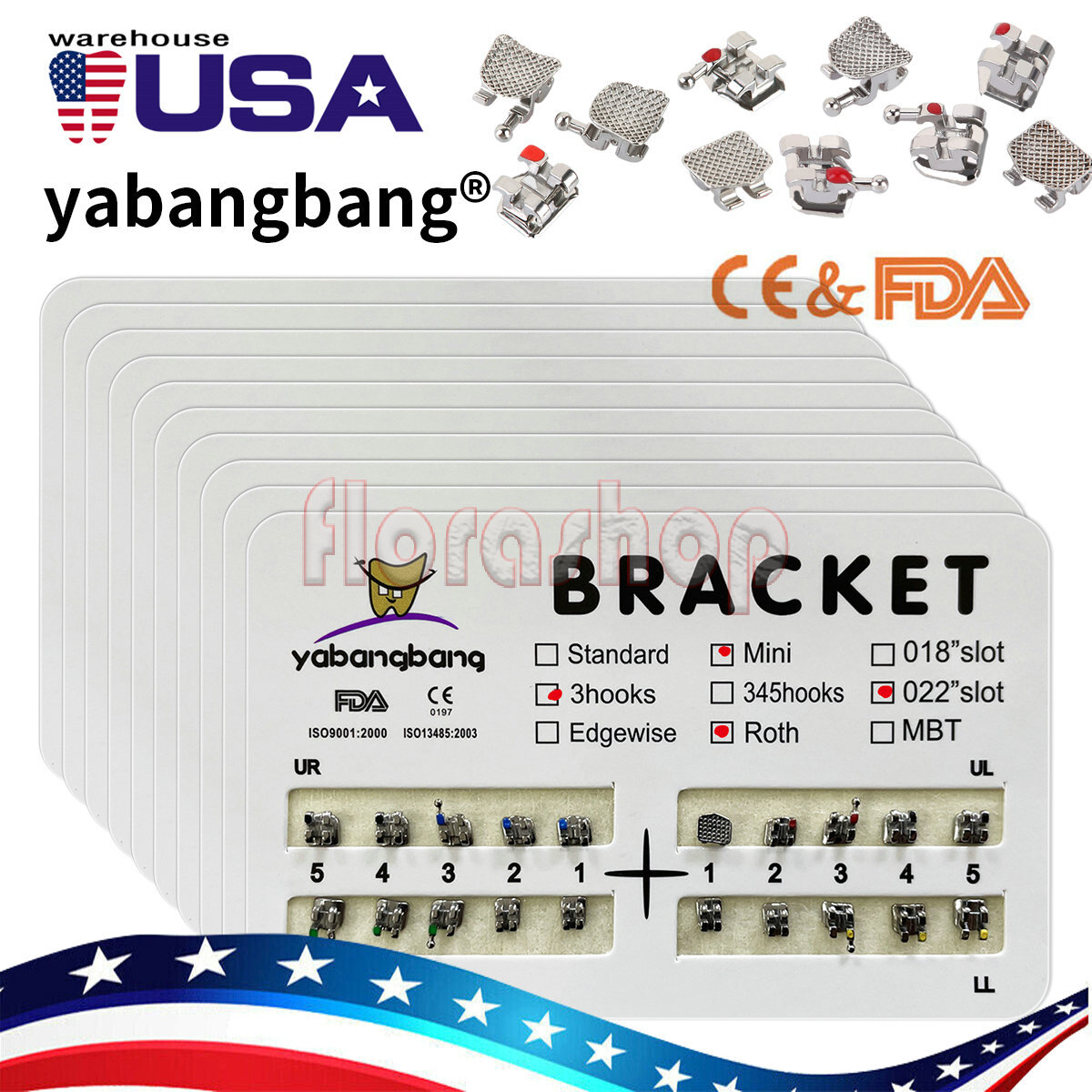 1/10packs Dental Orthodontic Brackets Braces /Supper Elastic Niti Arch Wires USA