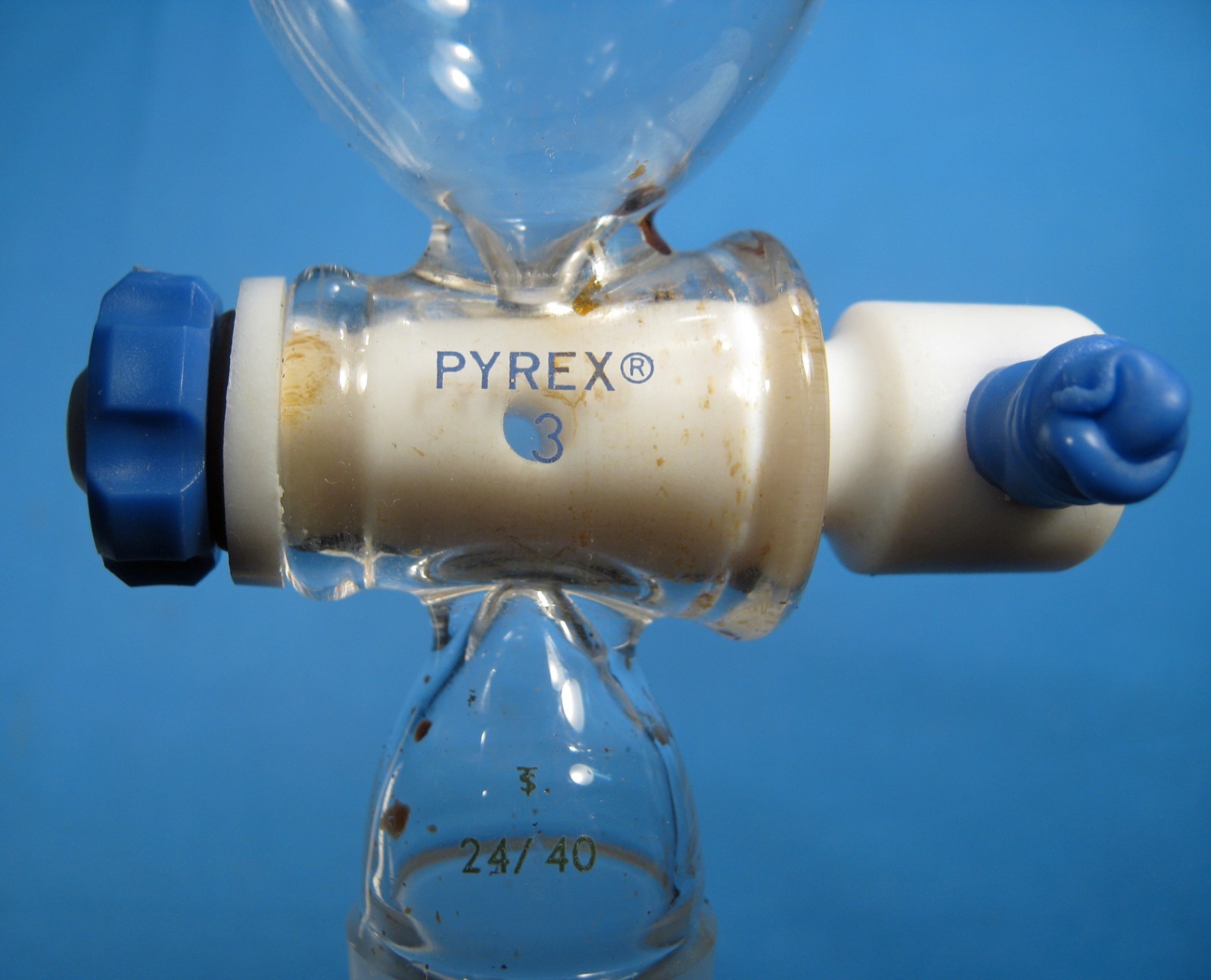 PYREX 100 ML SEPARATORY FUNNEL CYLINDRICAL 24/40 TEFLON FREE SHIPPING 6-B