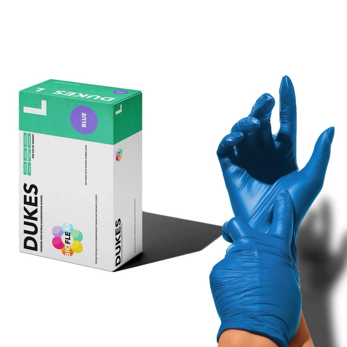Dukes BIOFLEXX Blue Nitrile Disposable Gloves for Medical Use (200/bx)