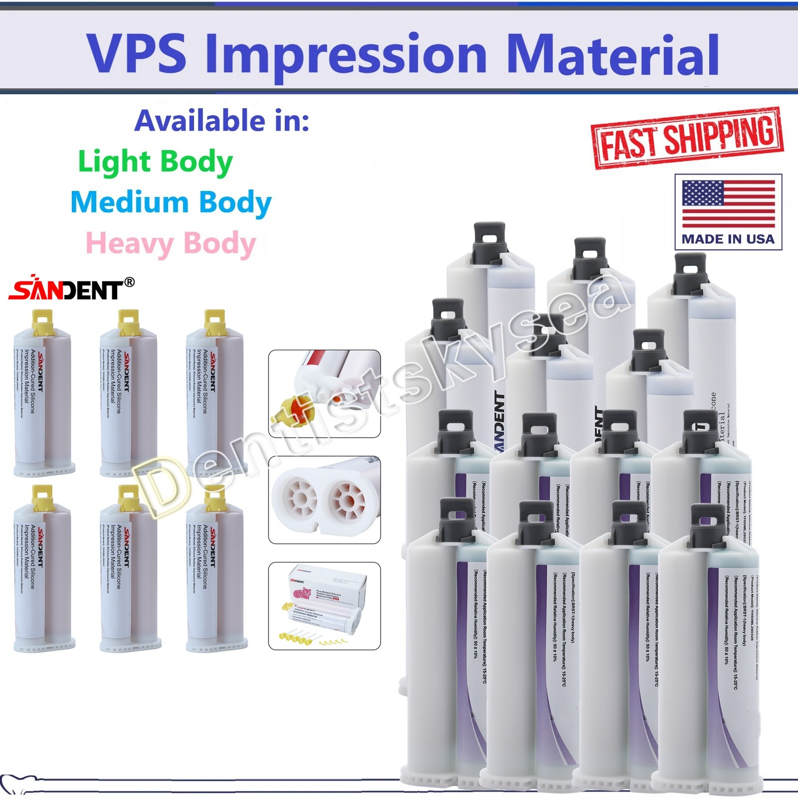 MEDIUM HEAVY LIGHT Material REGULAR SET Dental VPS Impression 50ml Cartridg 4/pk