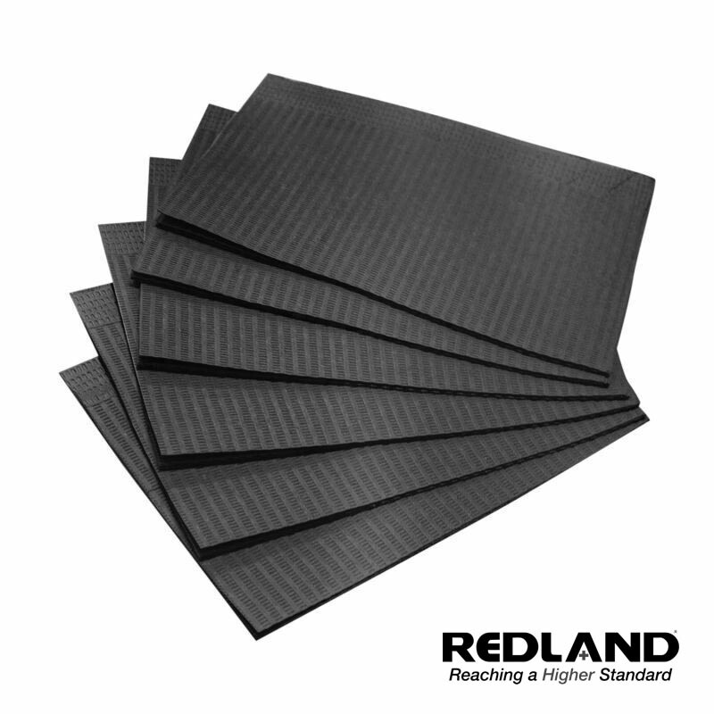 REDLAND Patient Bibs BLACK 13″ x 18″ (2-Ply Paper/1-Ply Poly) 500 count
