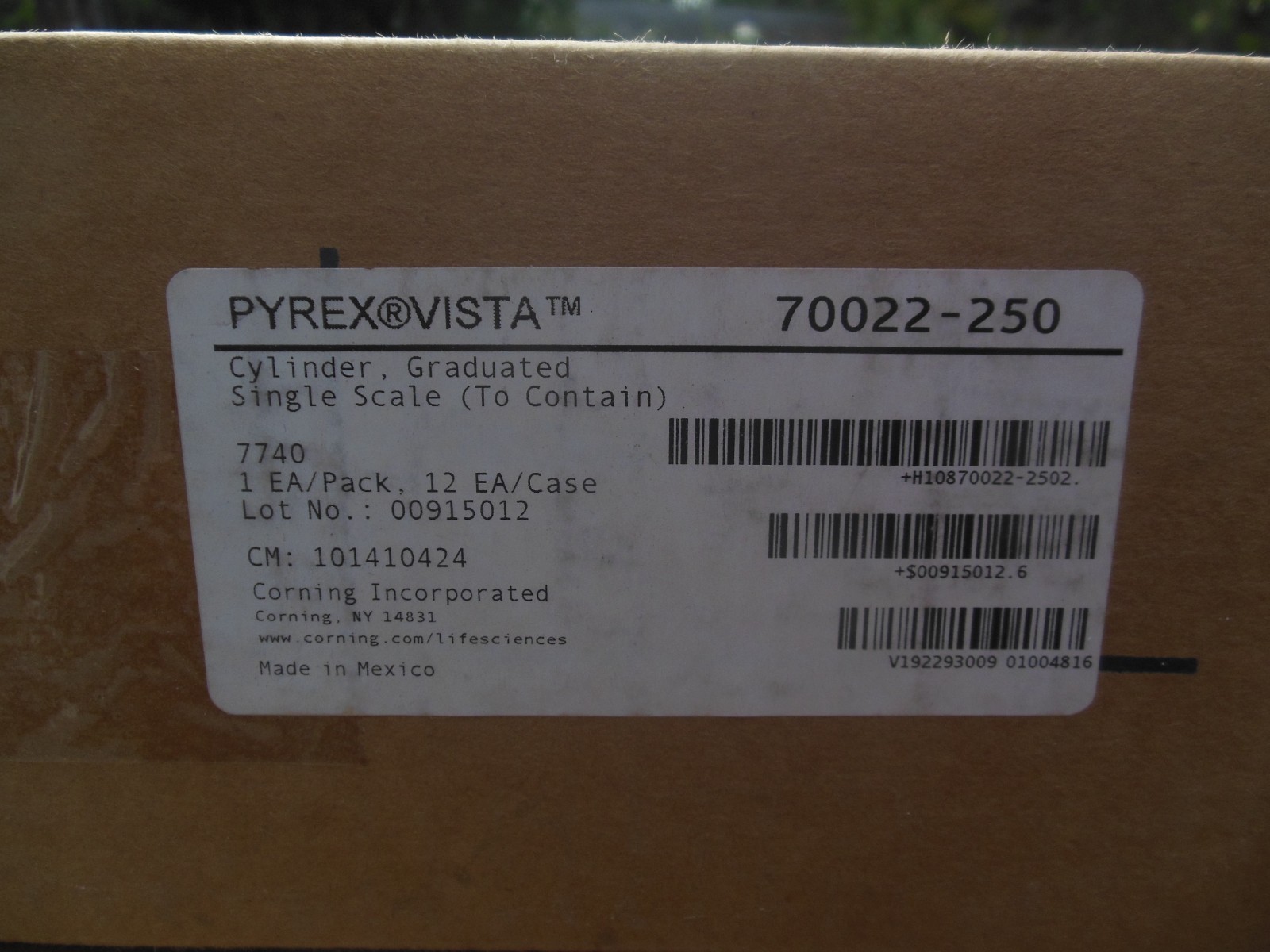 (10) Pyrex Vista 70022-250 graduated cylinders grade A