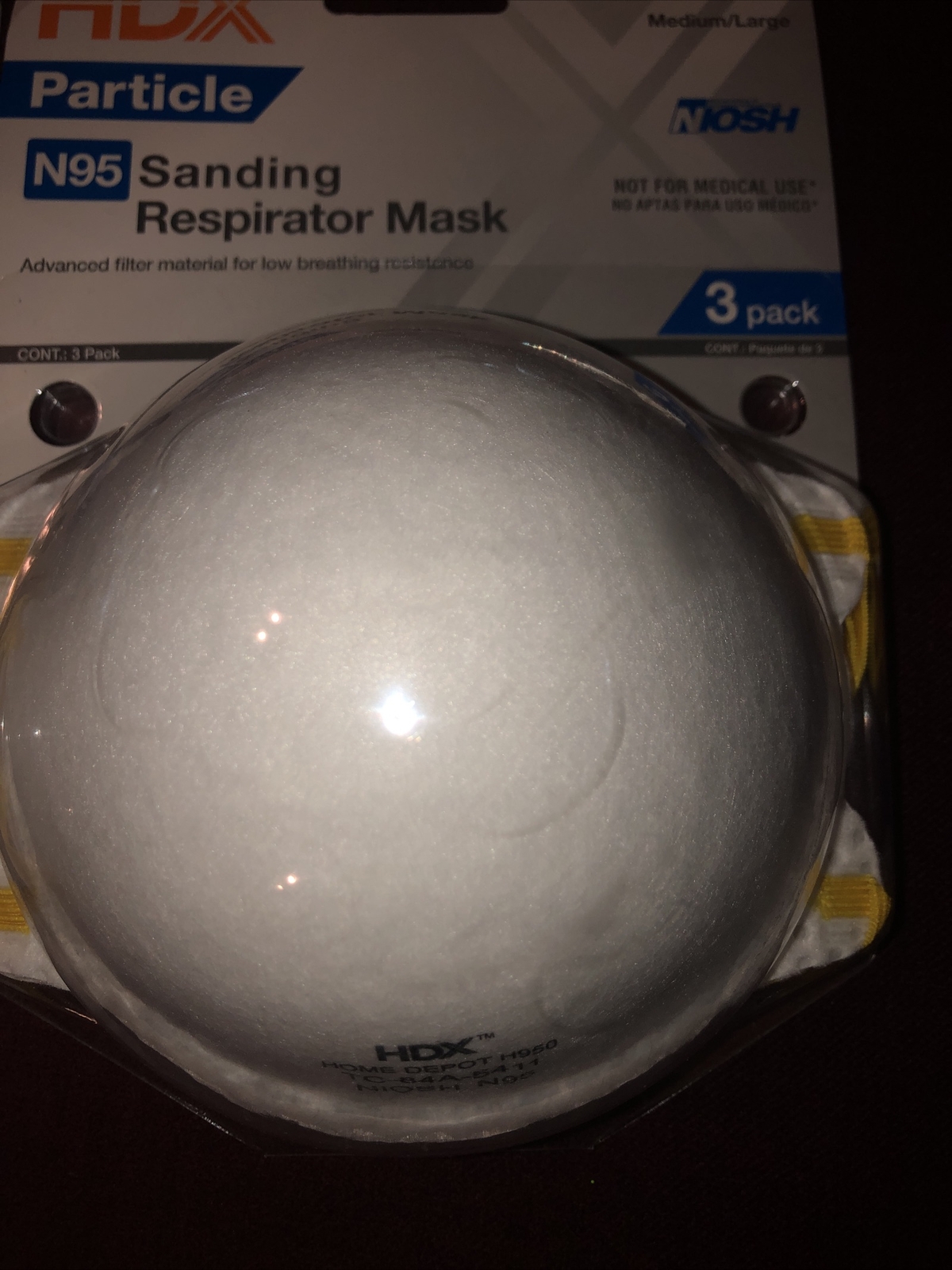 2 New Home Depot HDX N95 Sanding Respirator Mask-3 Packs/Med-Large