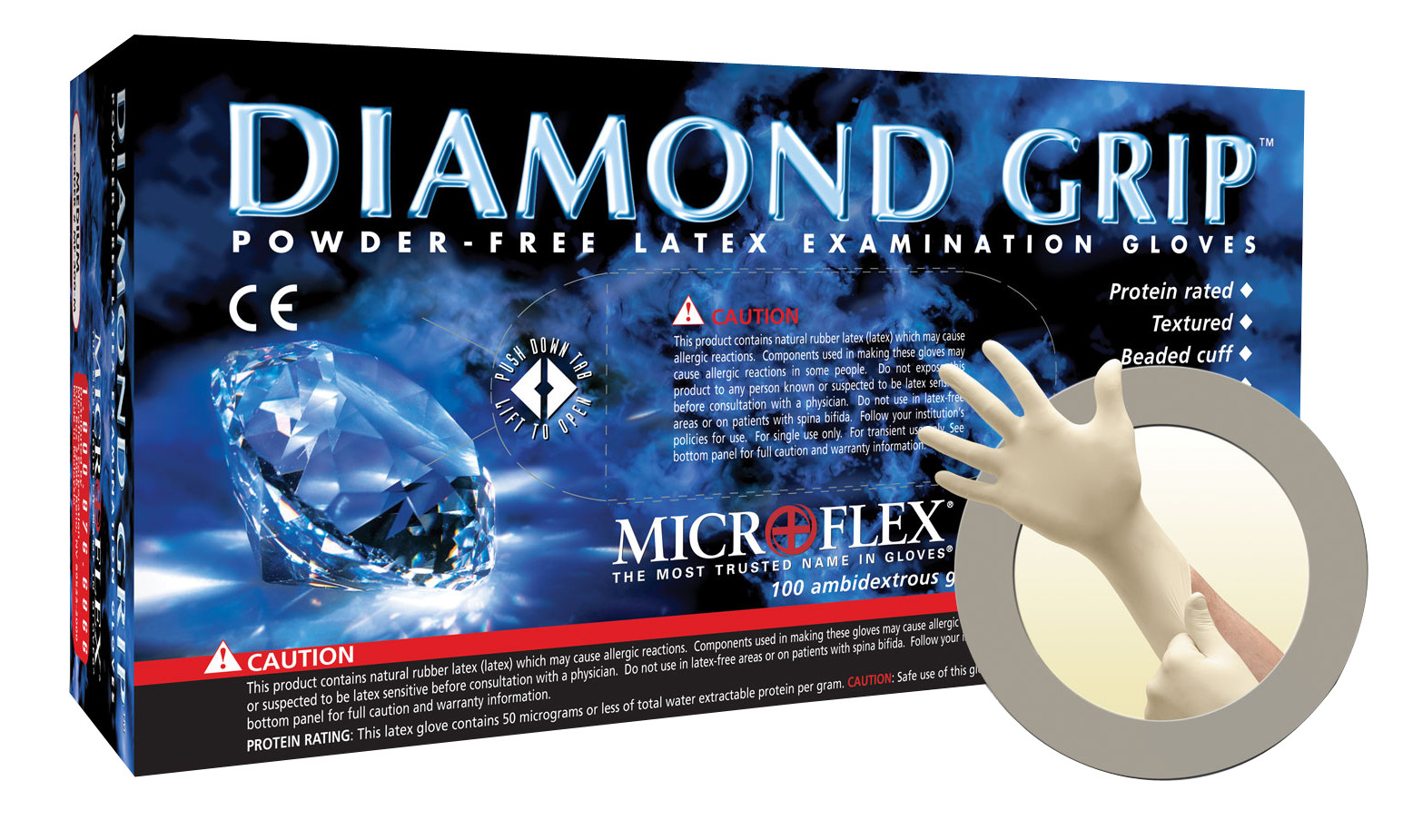 *200-Gloves* MicroFlex Diamond Grip PF Latex Examination X-Large MF-300-XL