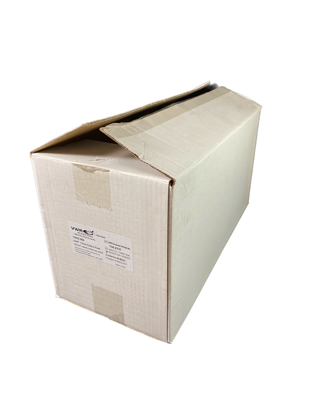 VWR 600mL 182 cm² Cell Culture Collection Flasks Vented Cap 10062-864 (15/cs)