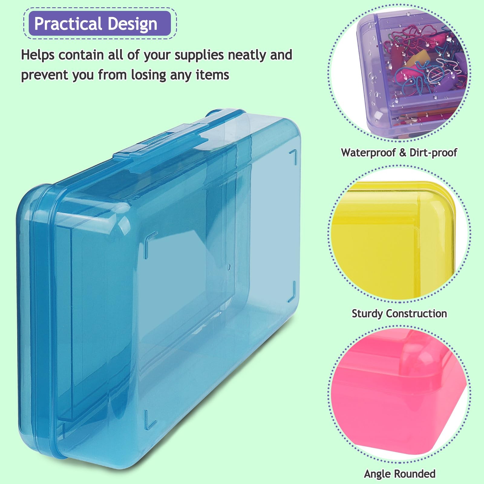 Sflhhdm Large Pen Boxes Double Layer Capacity Pencil Holder Clear Hard Pen Case